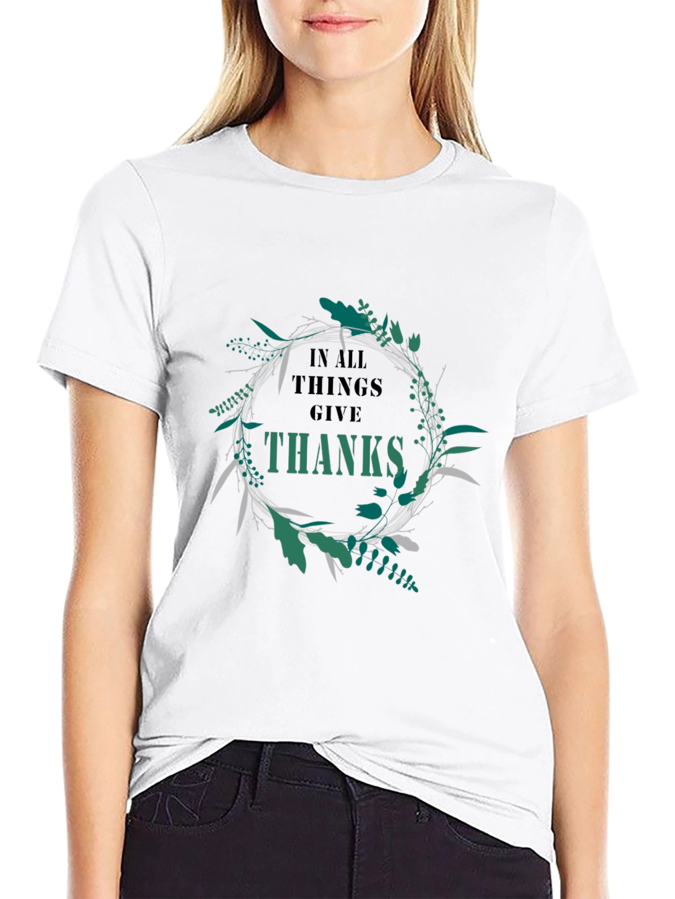 In All Things Give Thanks Black T-Shirt