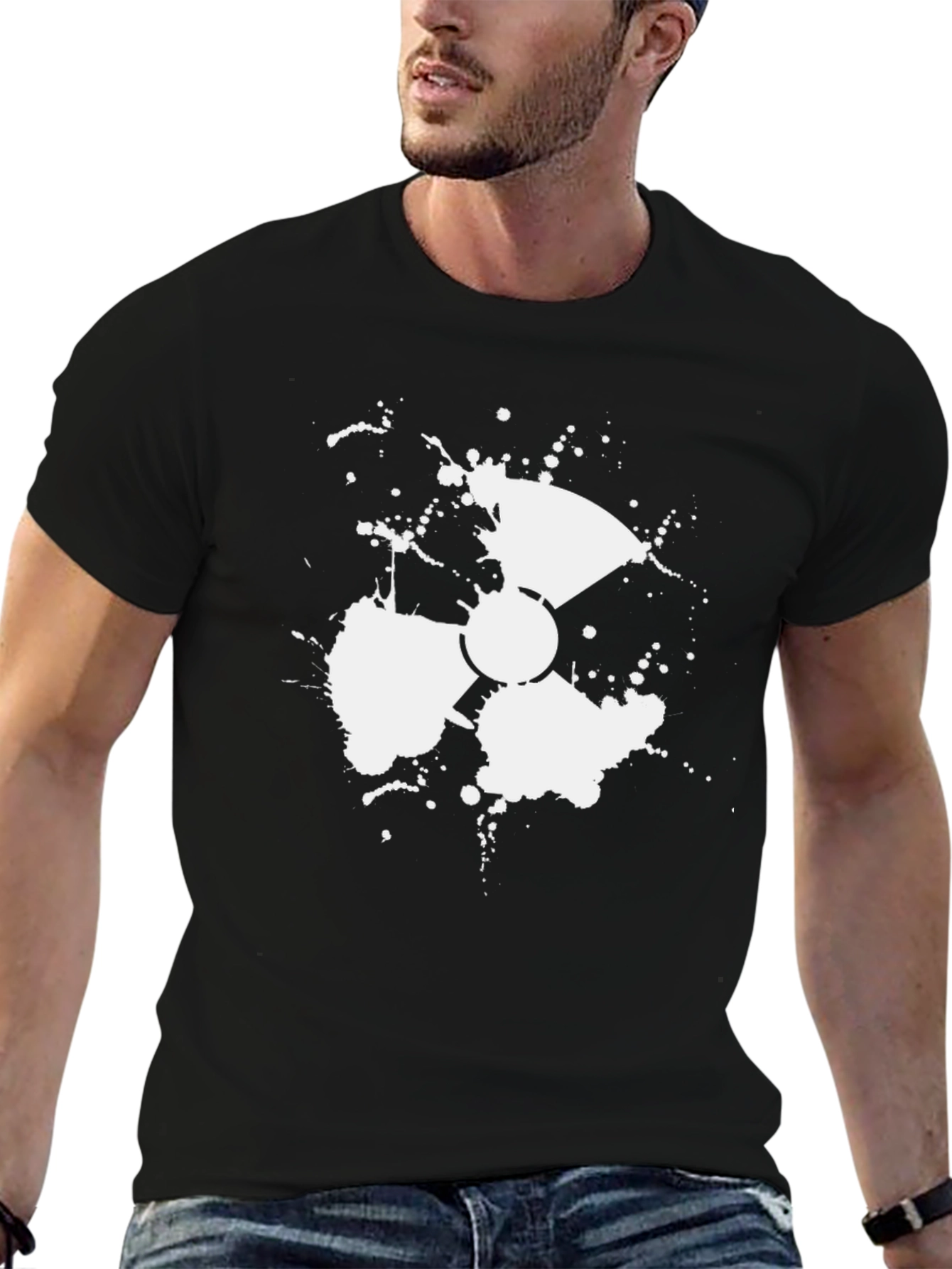 Radioactive Splatter Graphic Tee - Black Cotton Blend