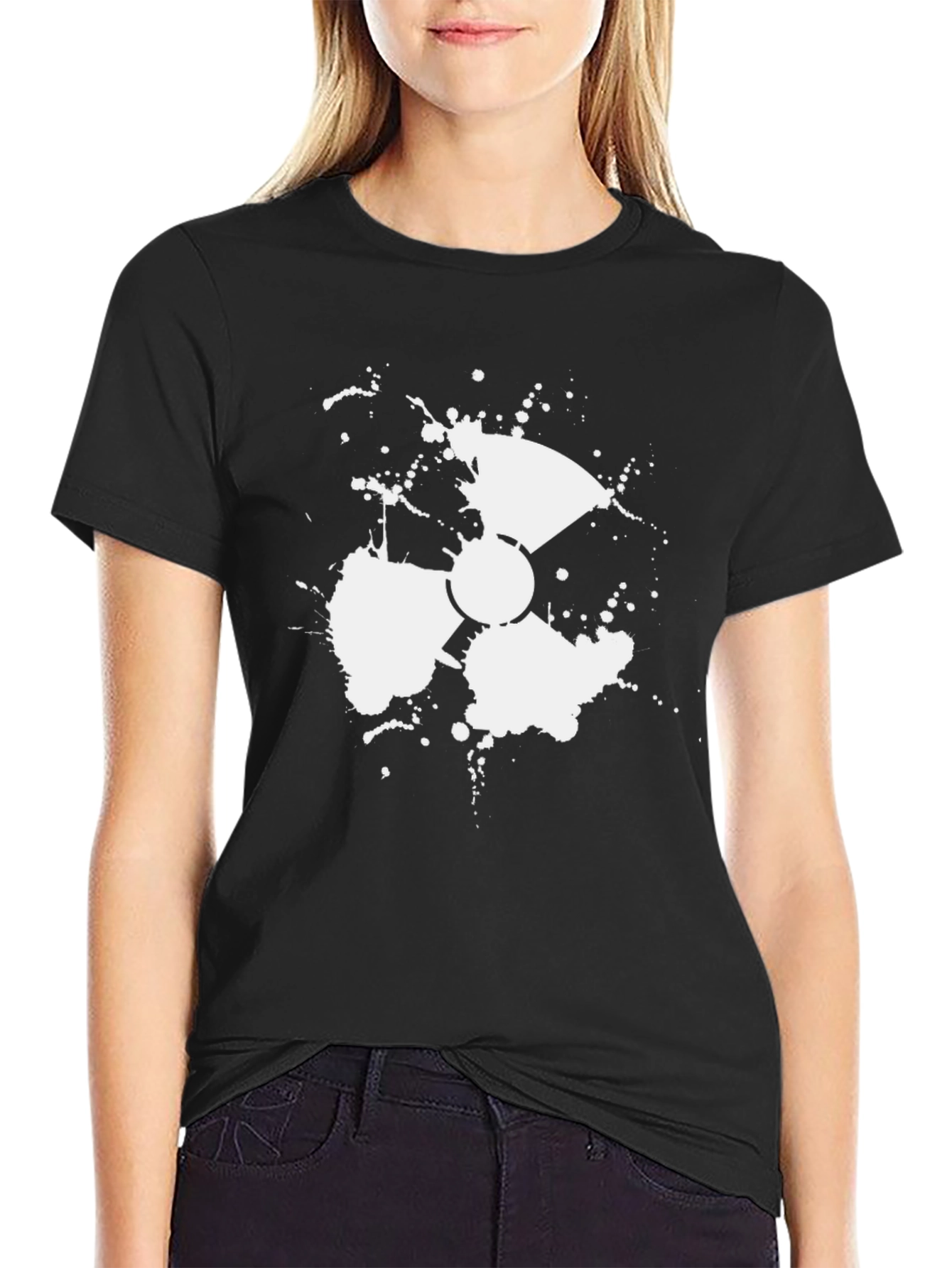Radioactive Splatter Graphic Tee - Black Cotton Blend
