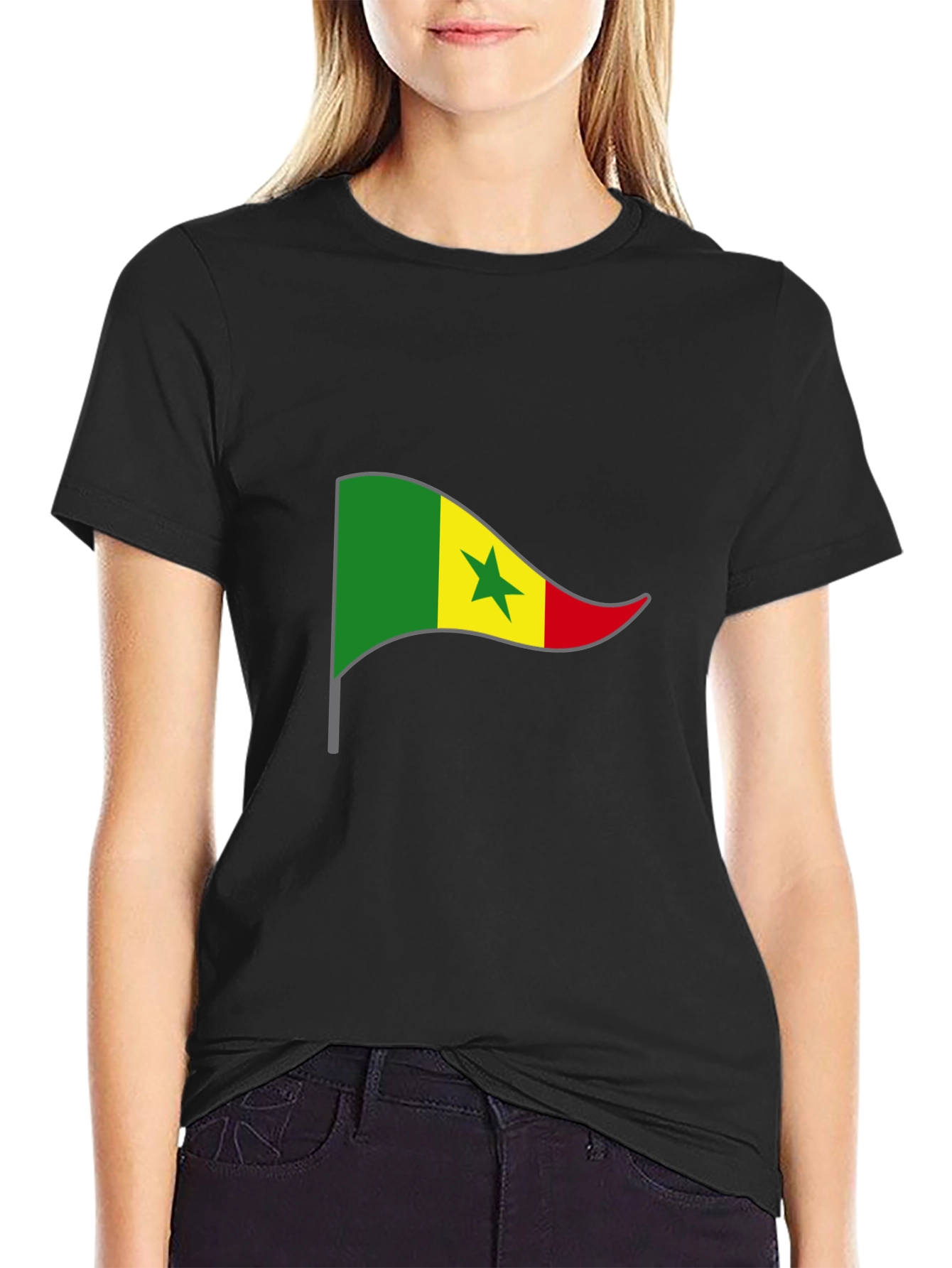 Senegal Flag Graphic Tee - Black T-Shirt