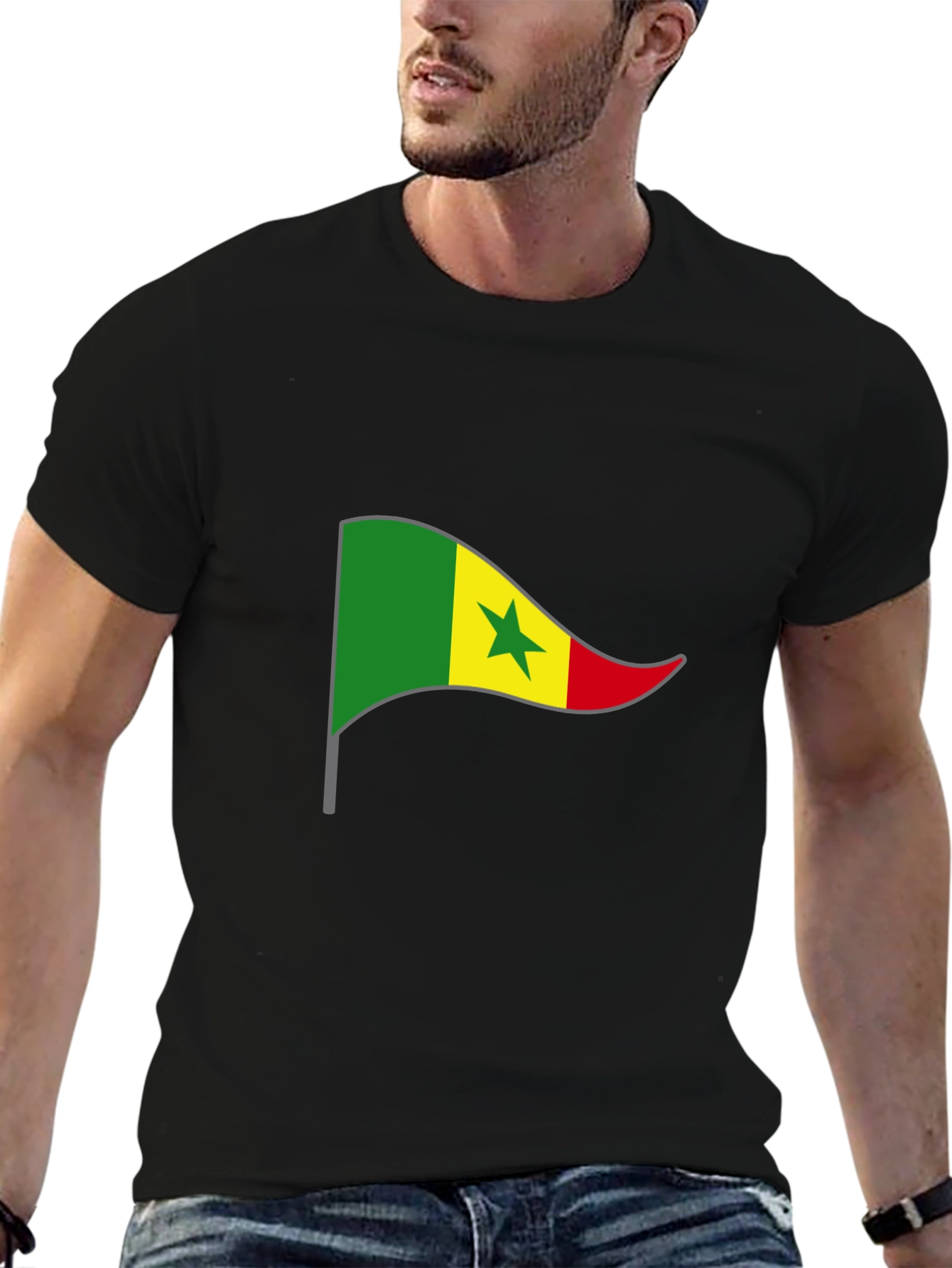 Senegal Flag Graphic Tee - Black T-Shirt
