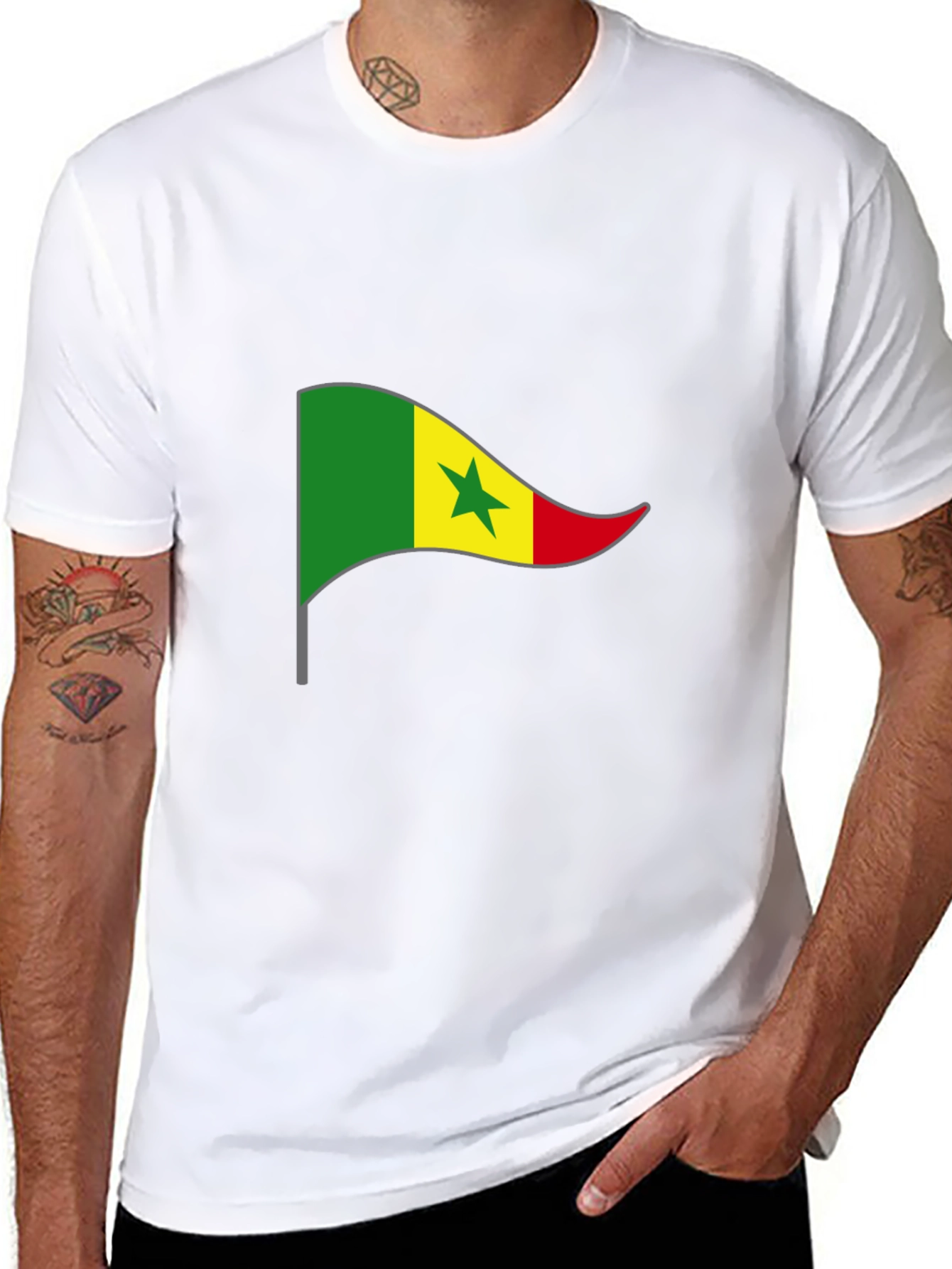Senegal Flag Graphic Tee - Black T-Shirt