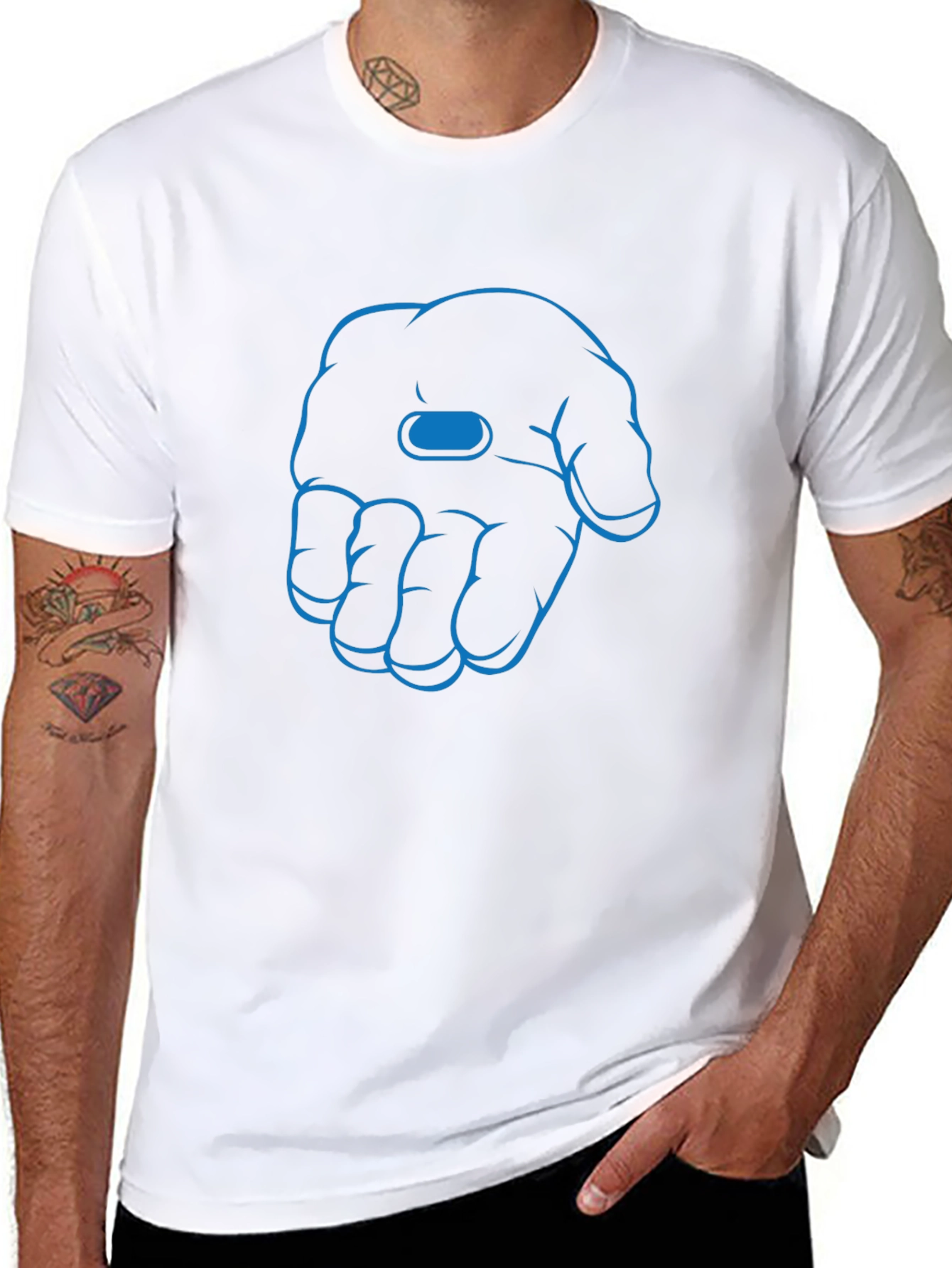 Blue Pill Hand Graphic Black T-Shirt