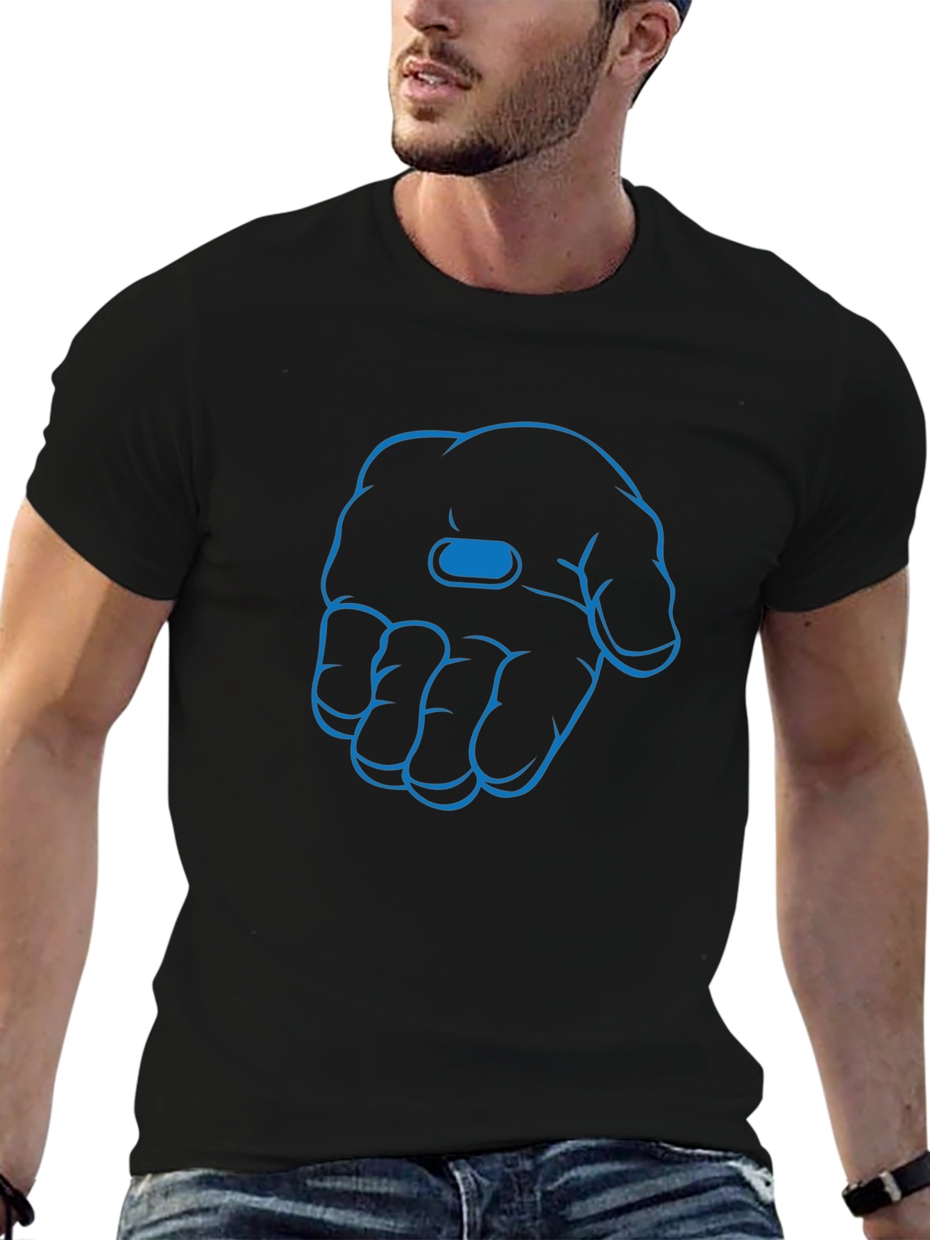 Blue Pill Hand Graphic Black T-Shirt