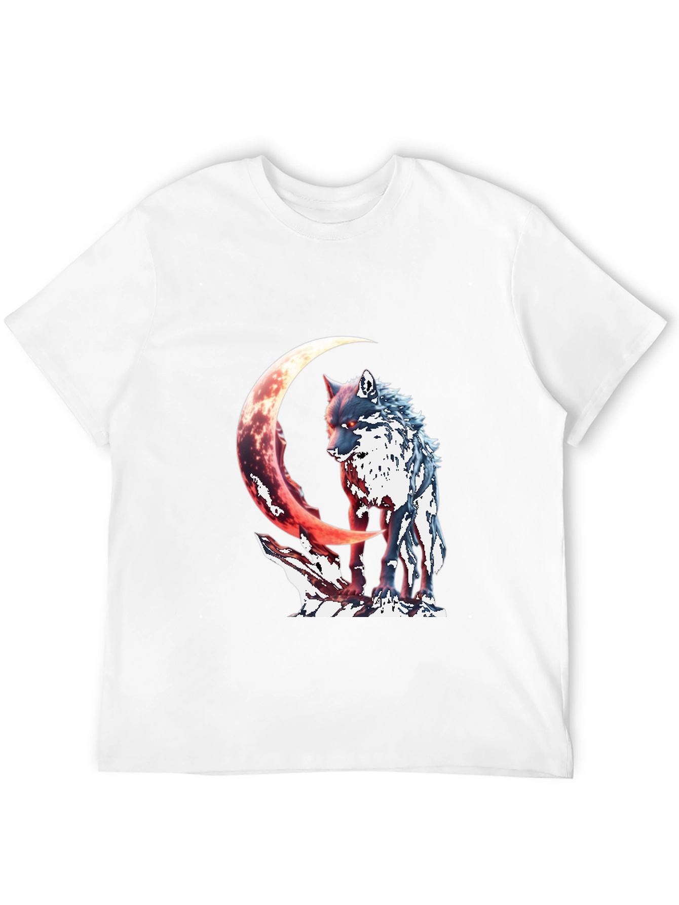 Wolf & Crescent Moon Graphic T-Shirt