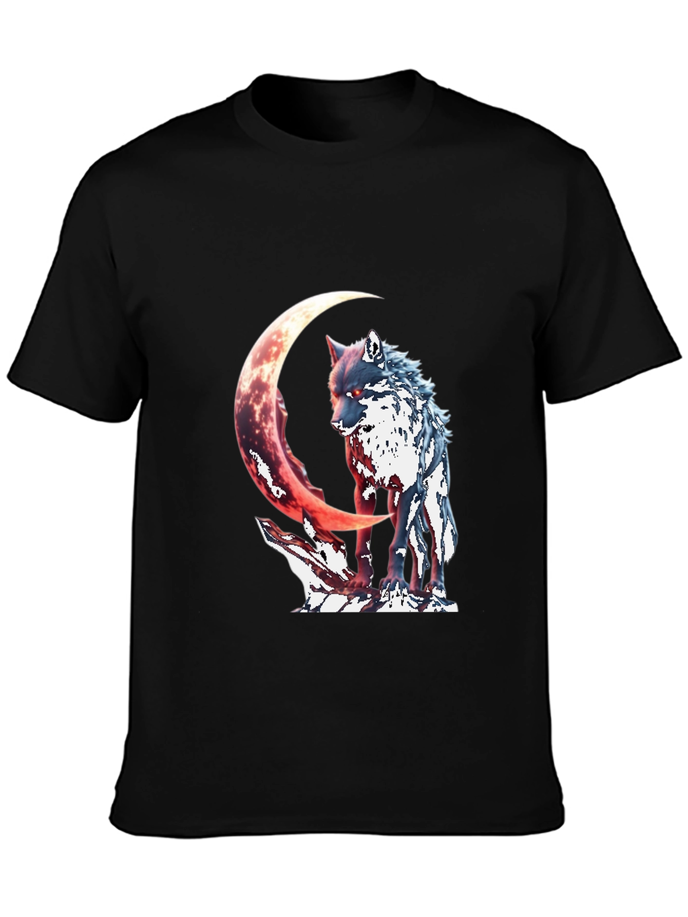 Wolf & Crescent Moon Graphic T-Shirt