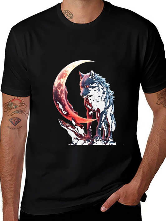 Wolf & Crescent Moon Graphic T-Shirt