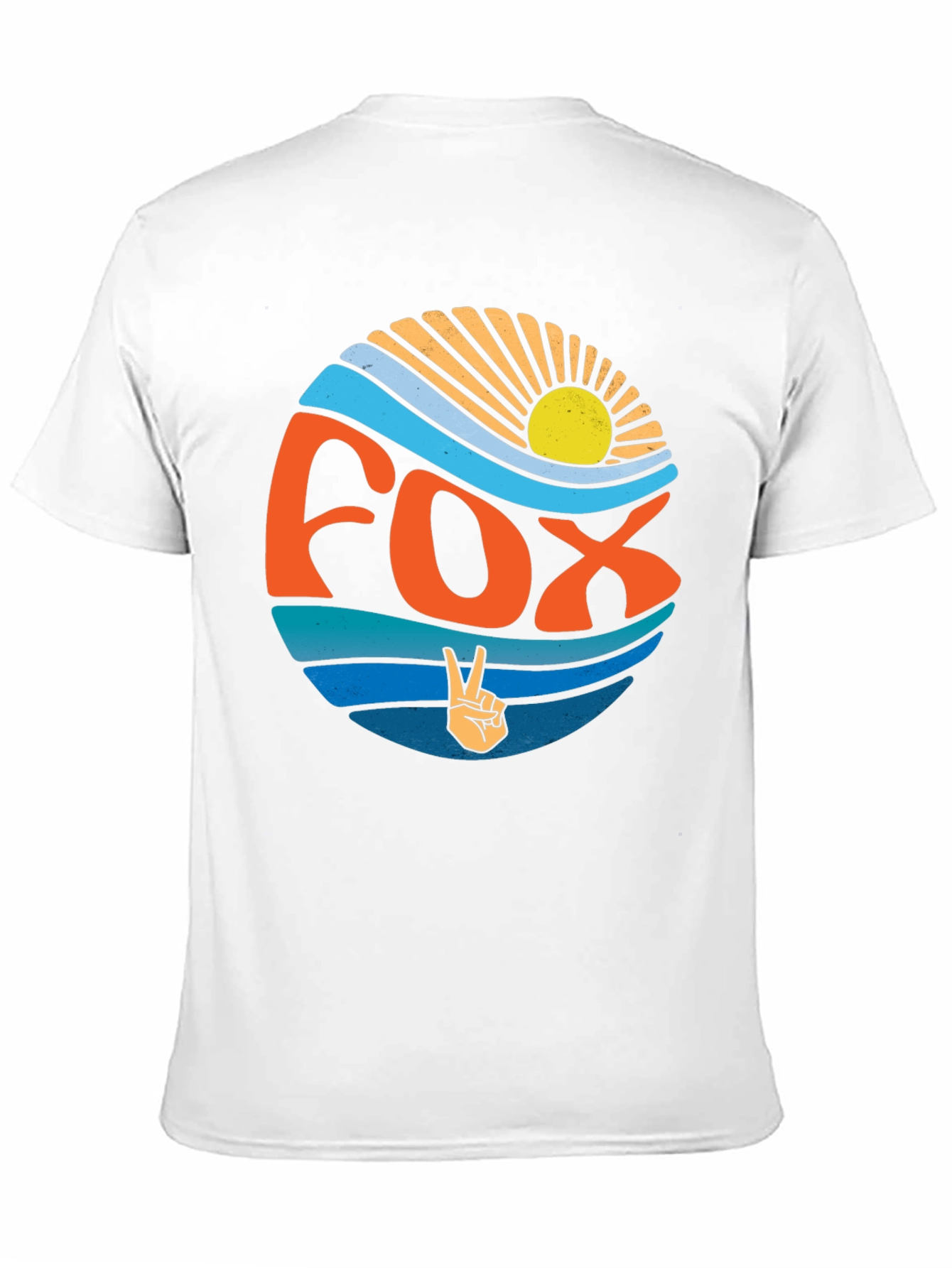 Retro Fox Peace Sign Graphic Tee - Black