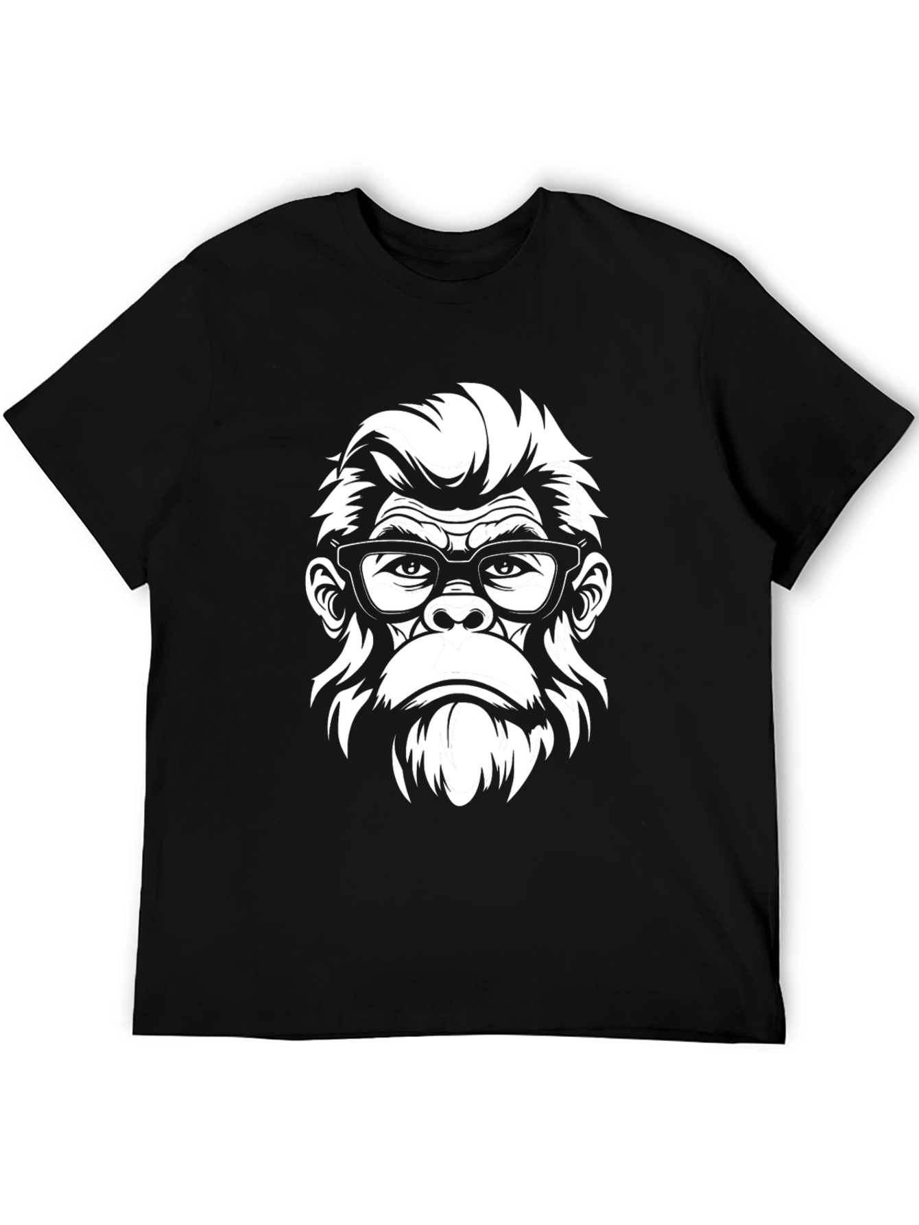 Cool Gorilla with Glasses Graphic T-Shirt - Black