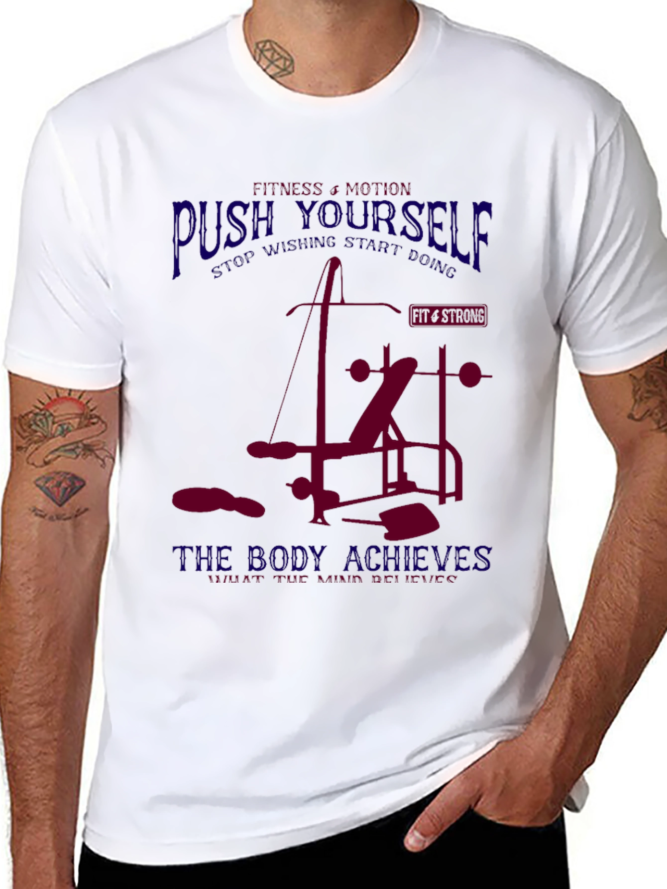 Fitness Motivation T-Shirt - Push Yourself Bodybuilding Gym Tee