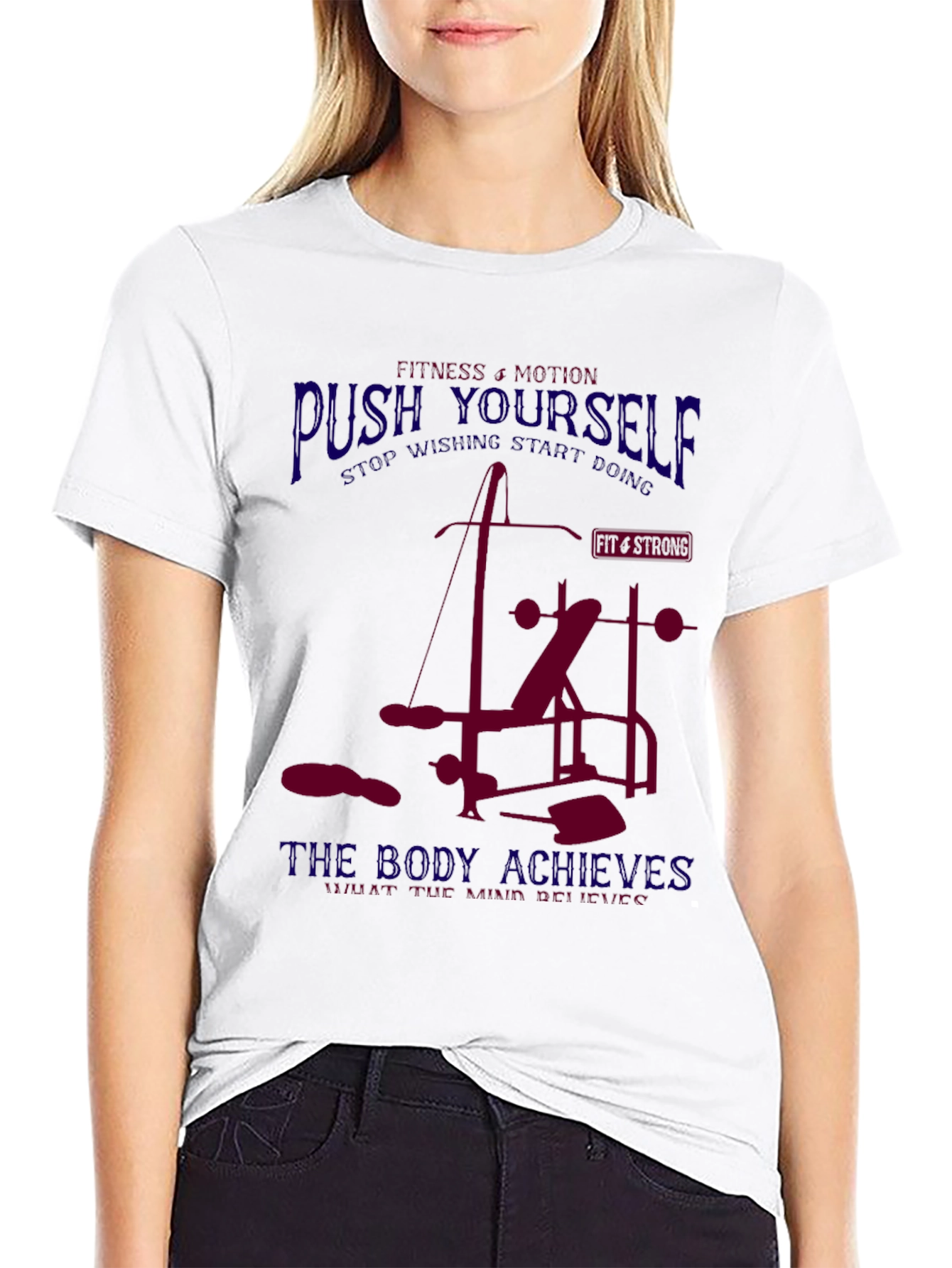 Fitness Motivation T-Shirt - Push Yourself Bodybuilding Gym Tee