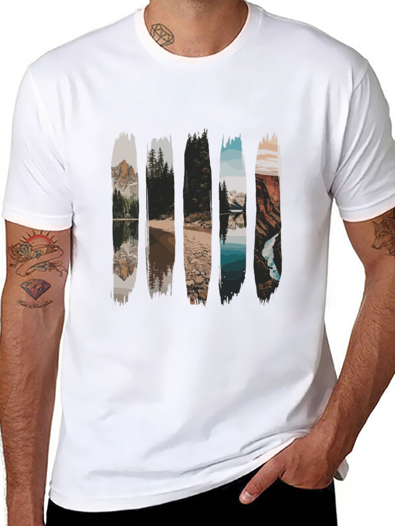 Nature Scene Graphic Tee - Black Cotton Blend