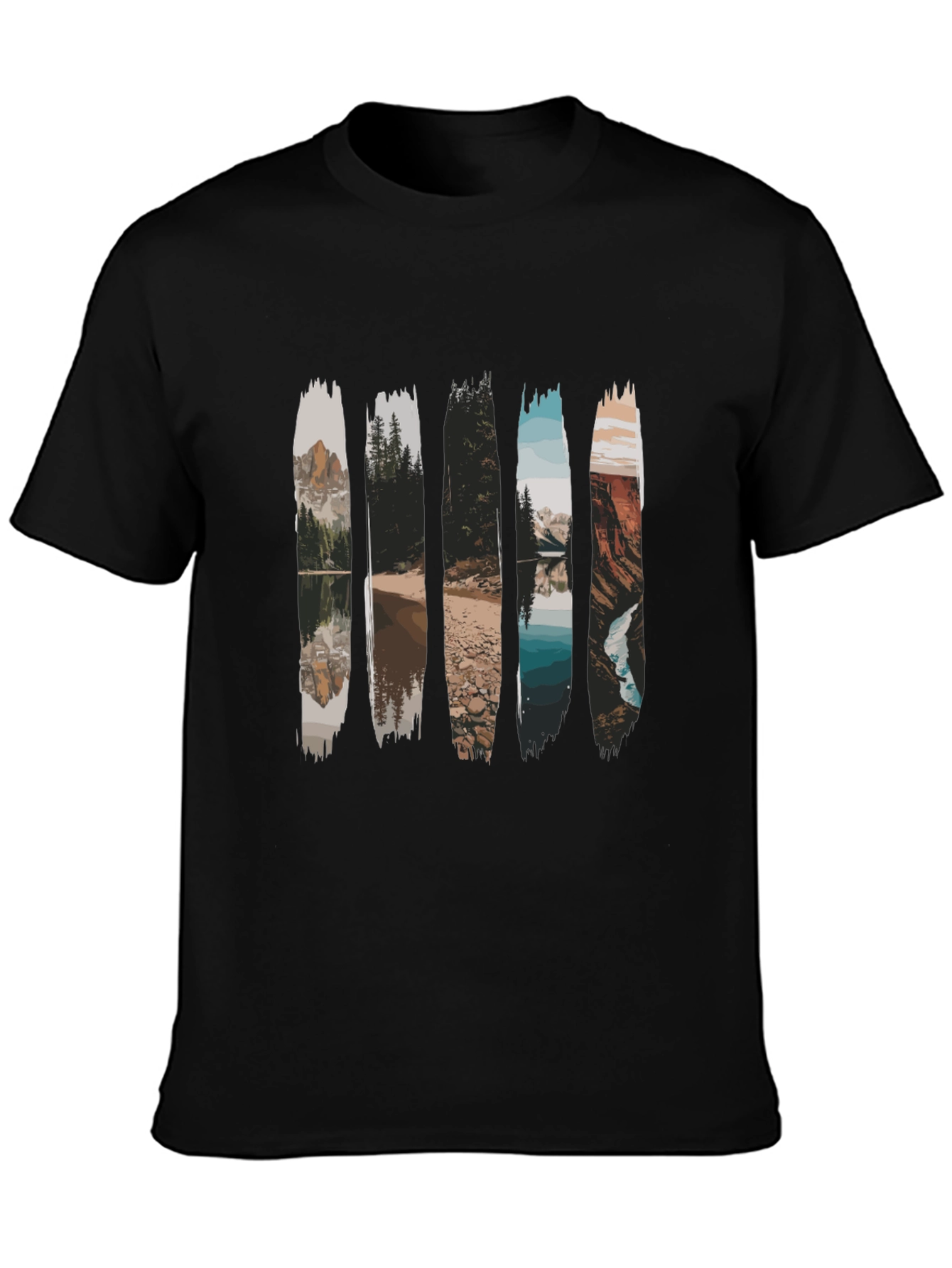 Nature Scene Graphic Tee - Black Cotton Blend