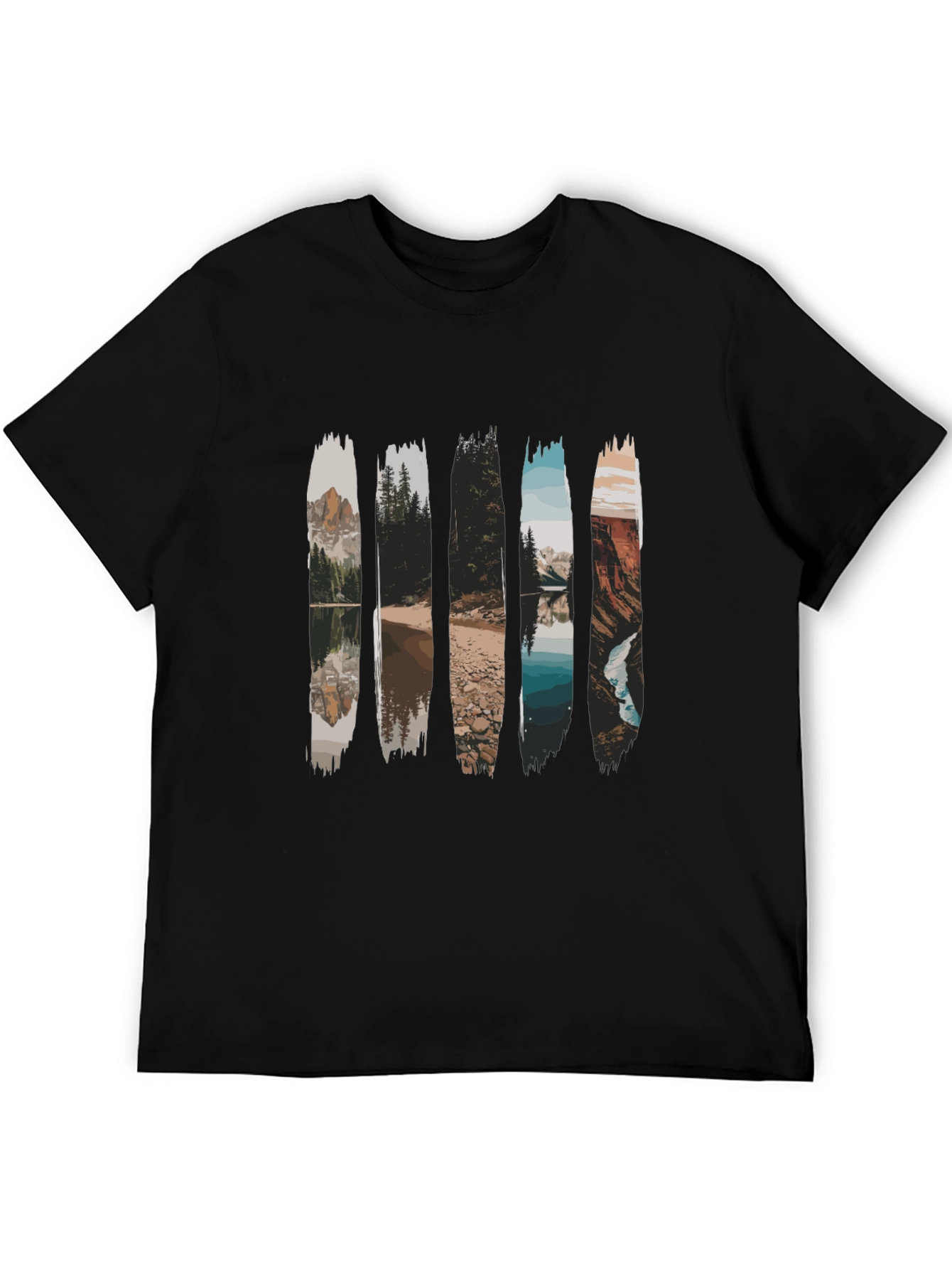 Nature Scene Graphic Tee - Black Cotton Blend