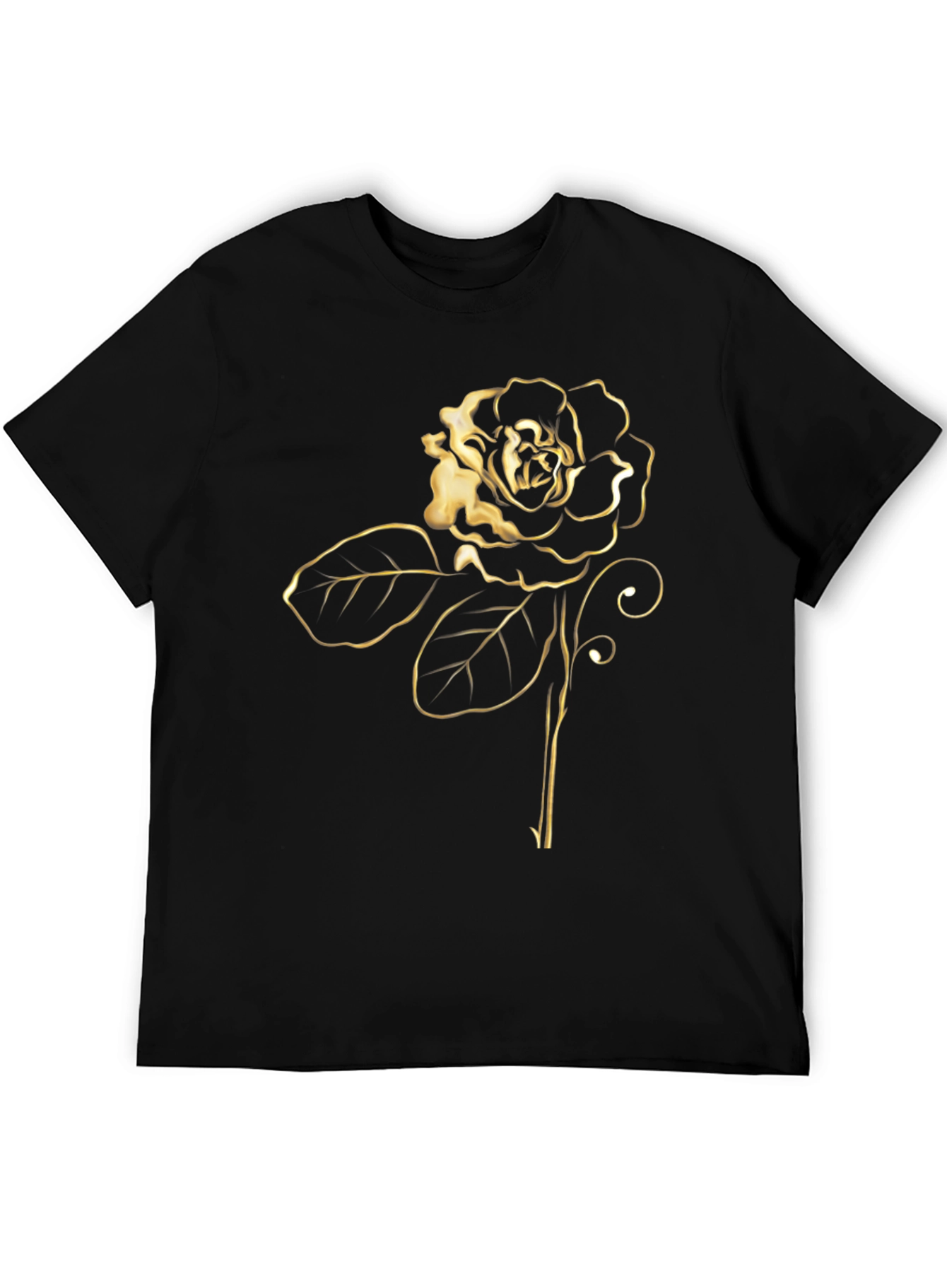 Golden Rose Graphic Black Tee