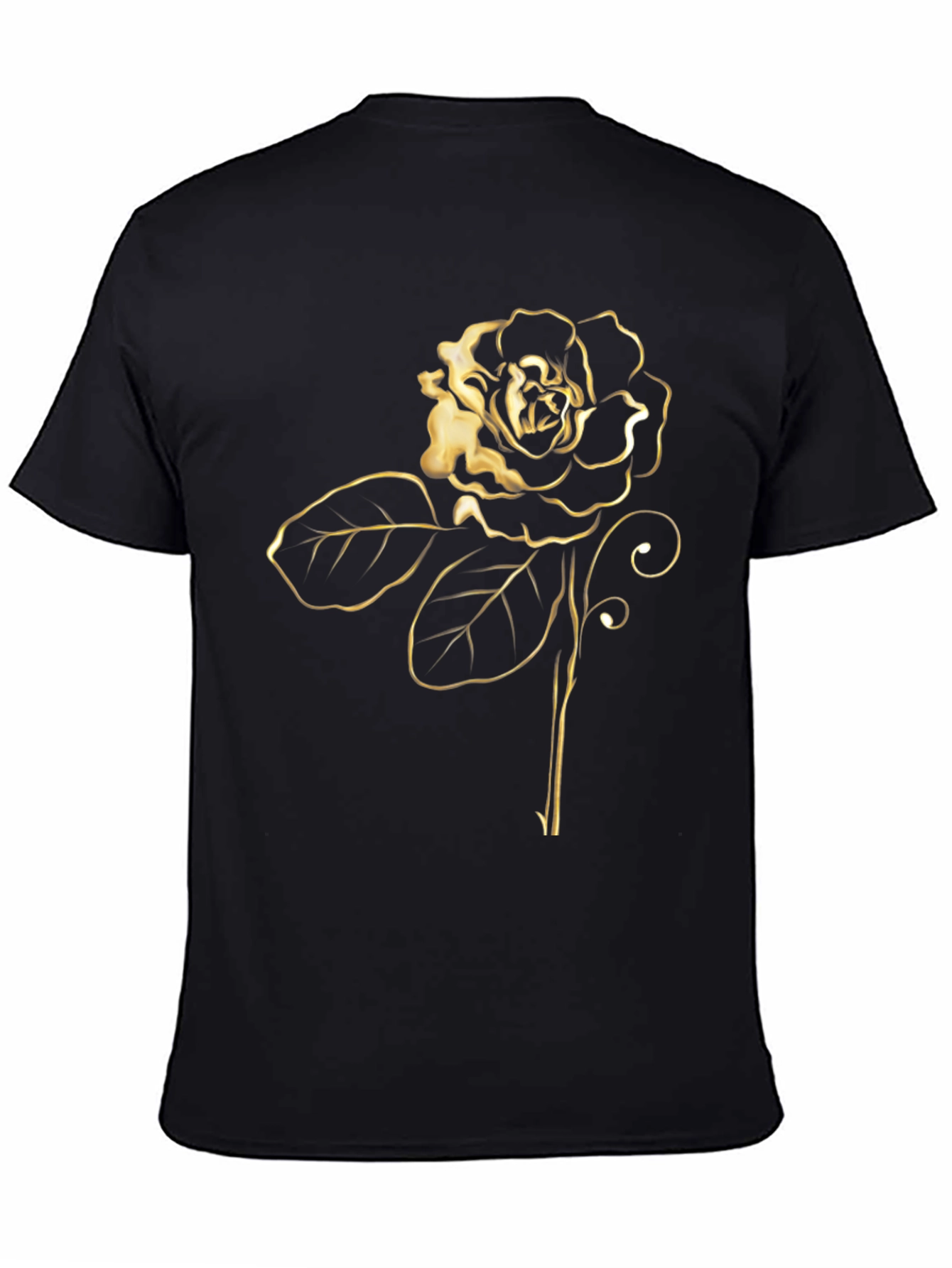 Golden Rose Graphic Black Tee