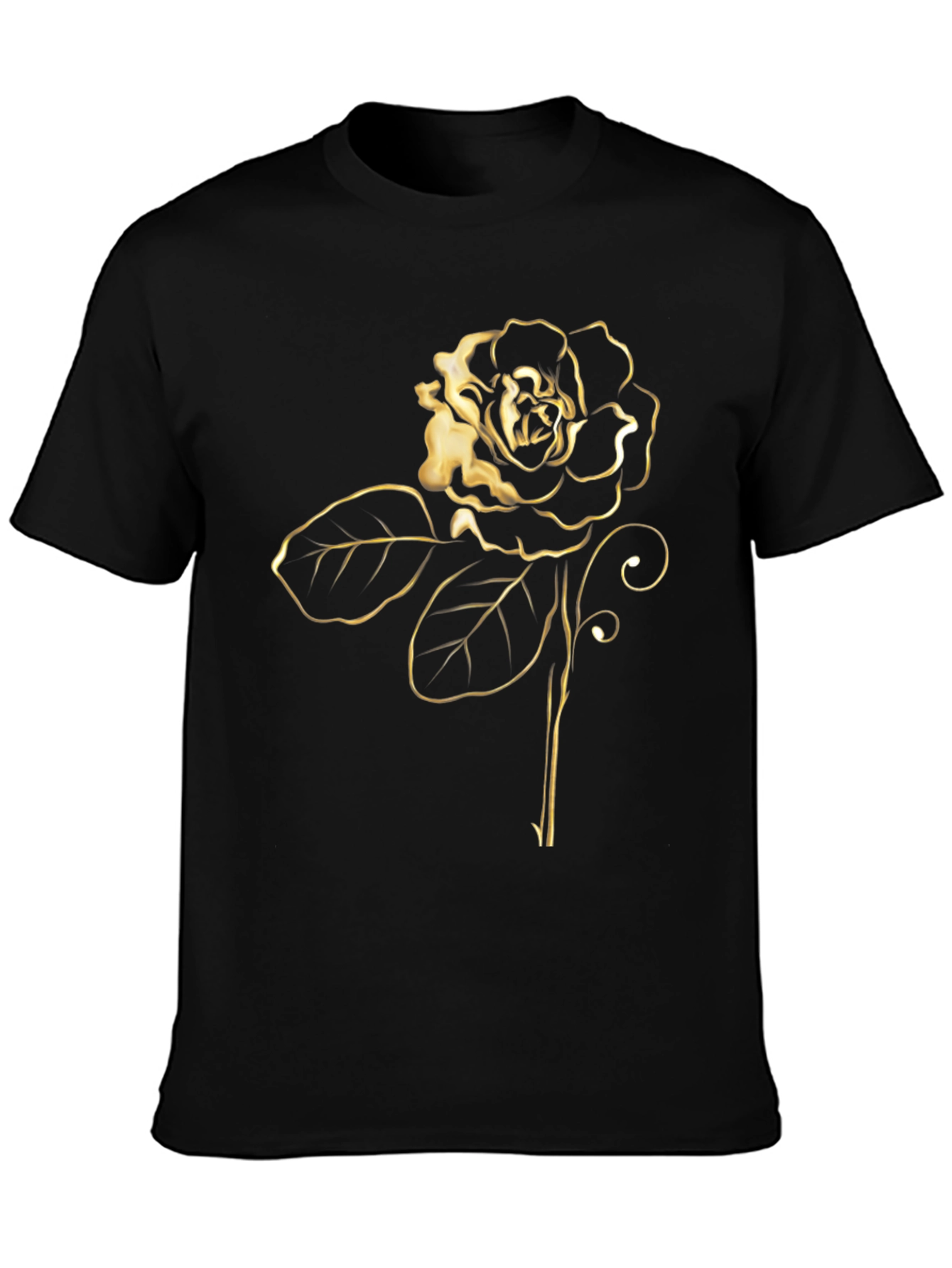Golden Rose Graphic Black Tee