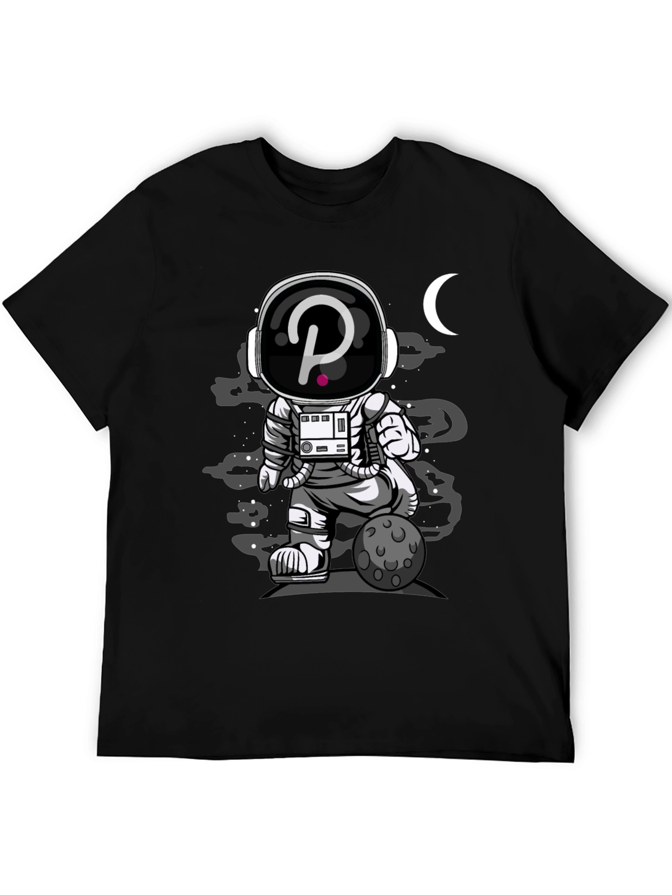 Astronaut Crypto T-Shirt - Black Cotton Graphic Tee