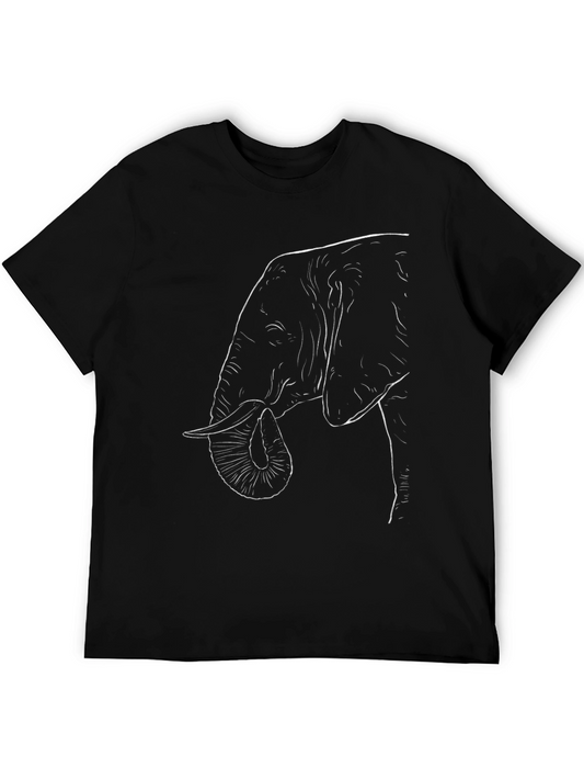 Elephant Outline Graphic Tee - Stylish Black T-Shirt