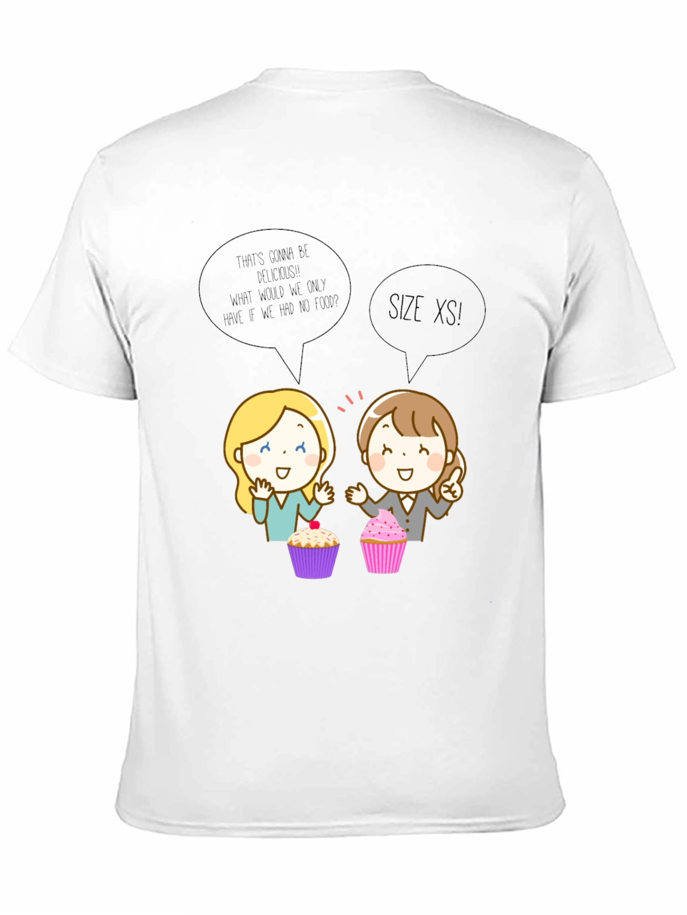 Funny Cartoon Cupcake T-Shirt - Size XS