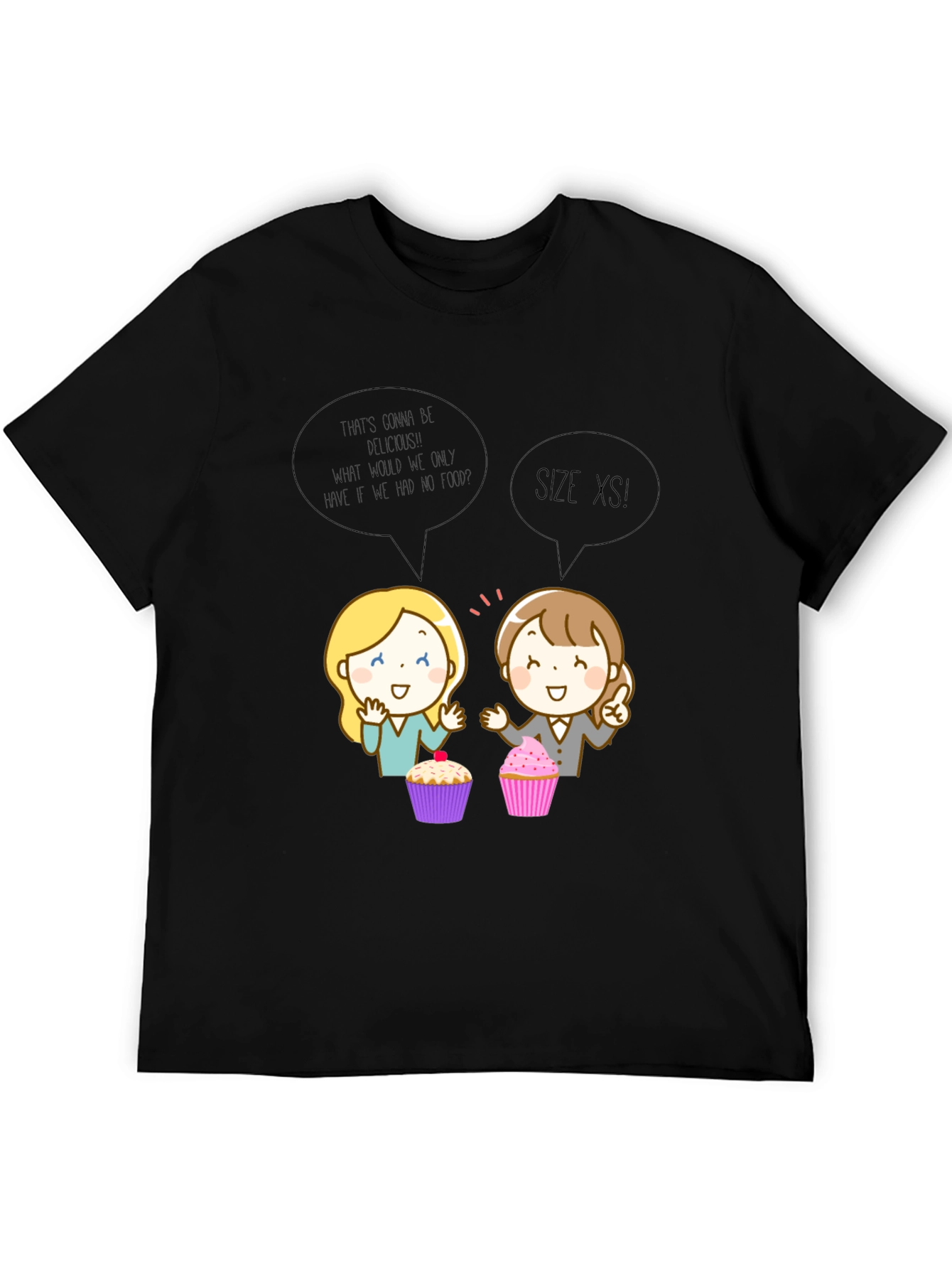 Funny Cartoon Cupcake T-Shirt - Size XS