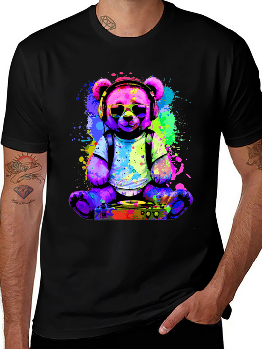 DJ Bear Graphic Tee - Colorful and Unique