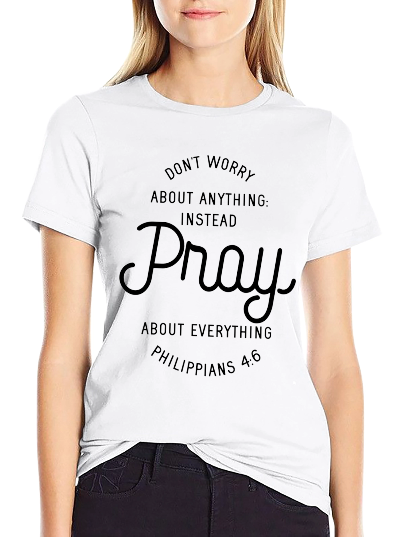Faith-Inspired Black T-Shirt - Pray Instead