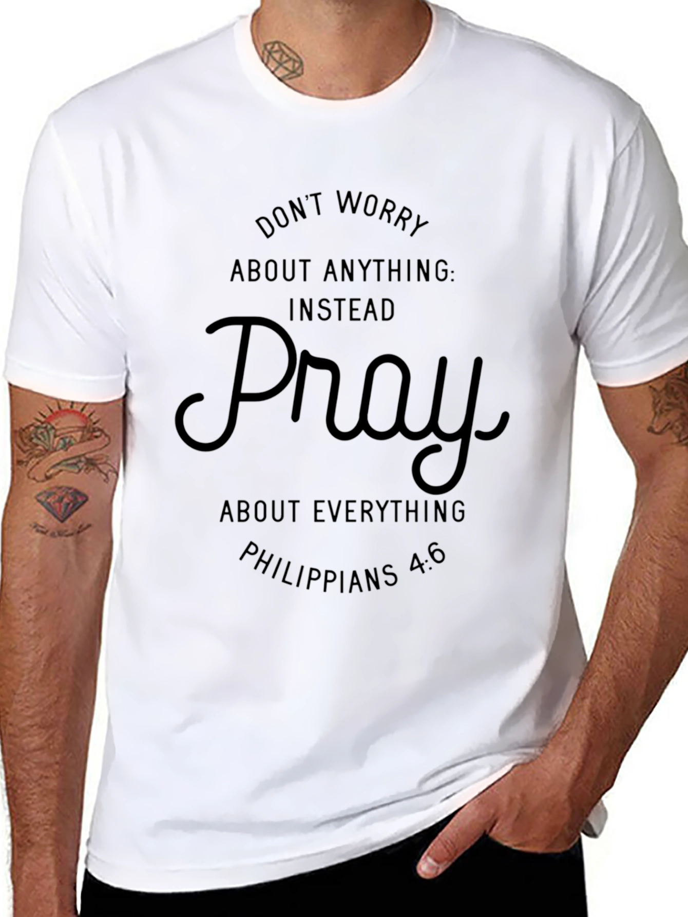 Faith-Inspired Black T-Shirt - Pray Instead