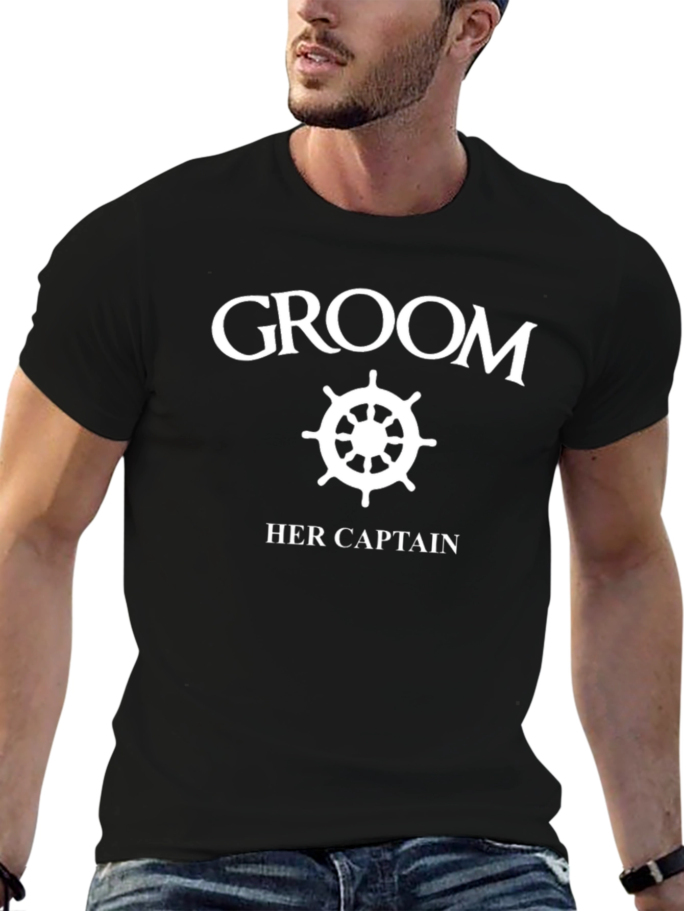 Groom Her Captain Novelty T-Shirt Wedding Tee
