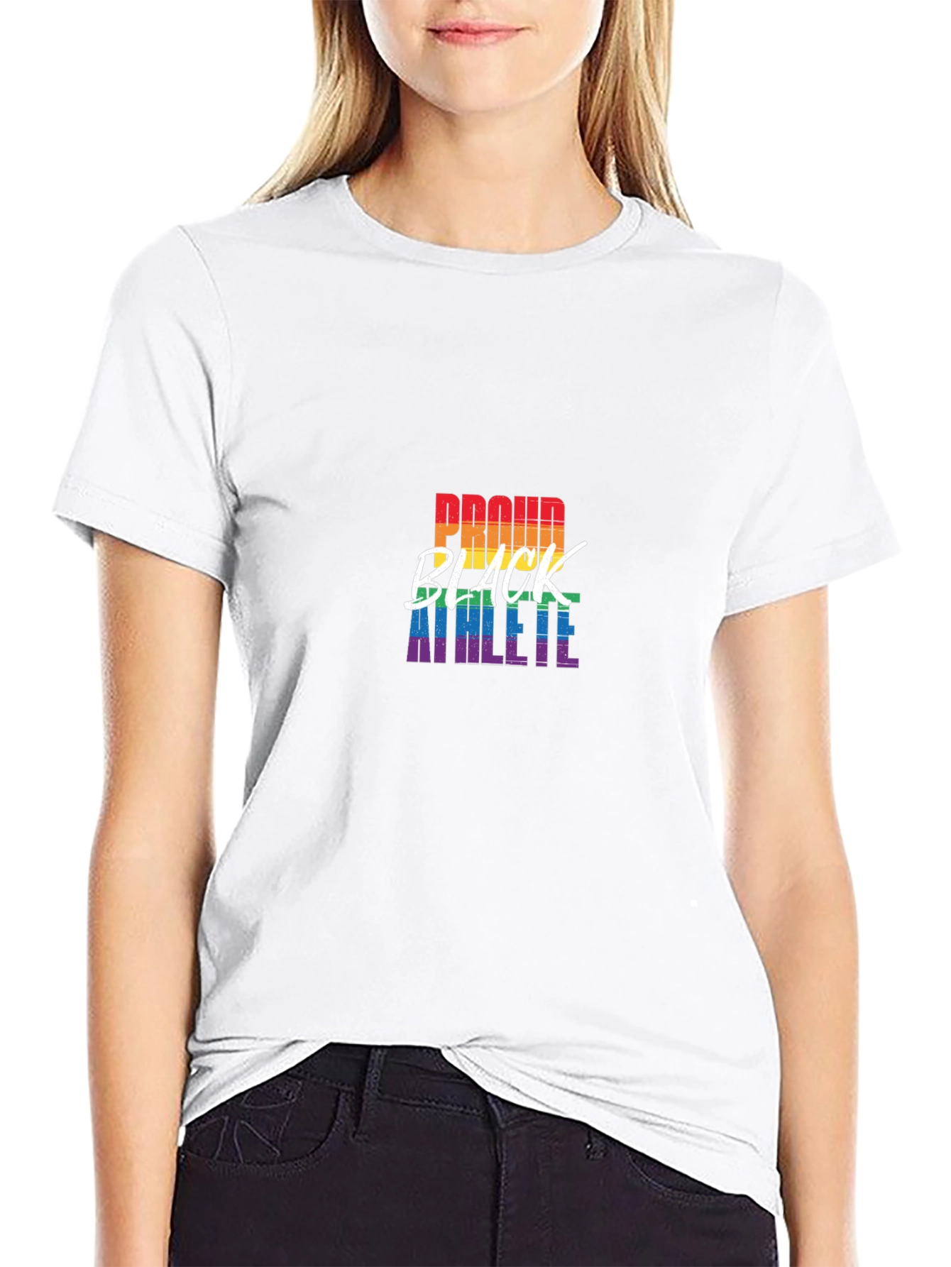 Proud Black Athlete Pride Rainbow Graphic T-Shirt