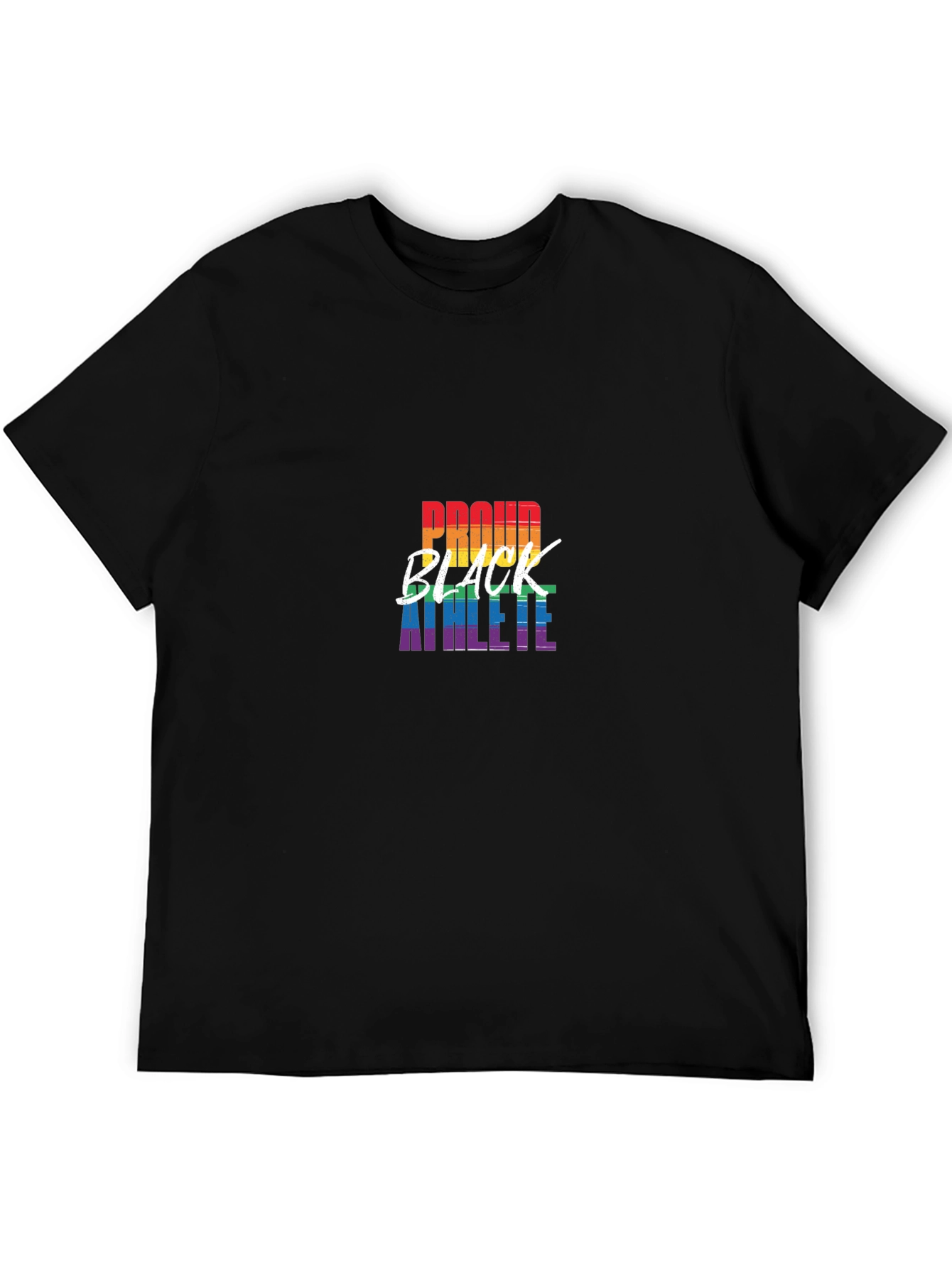 Proud Black Athlete Pride Rainbow Graphic T-Shirt