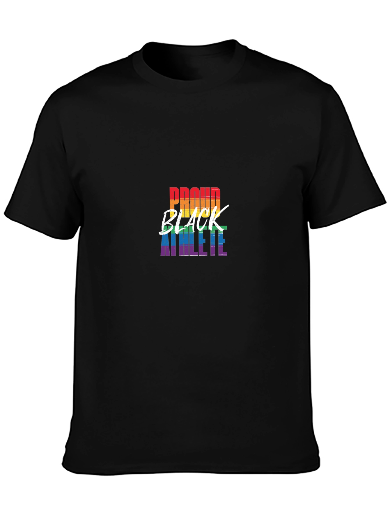 Proud Black Athlete Pride Rainbow Graphic T-Shirt