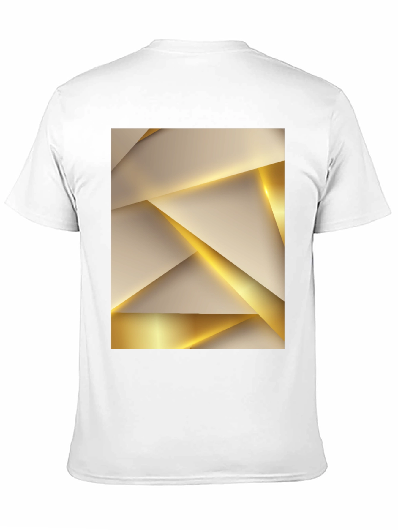 Geometric Gold & Beige Print Black Tee