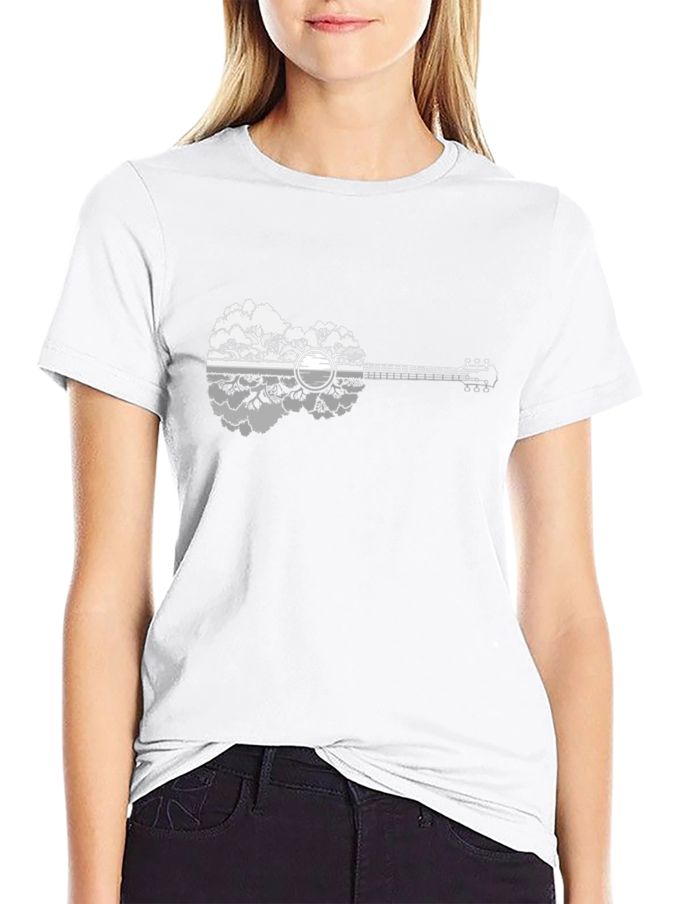 Nature Guitar Graphic T-Shirt - Black