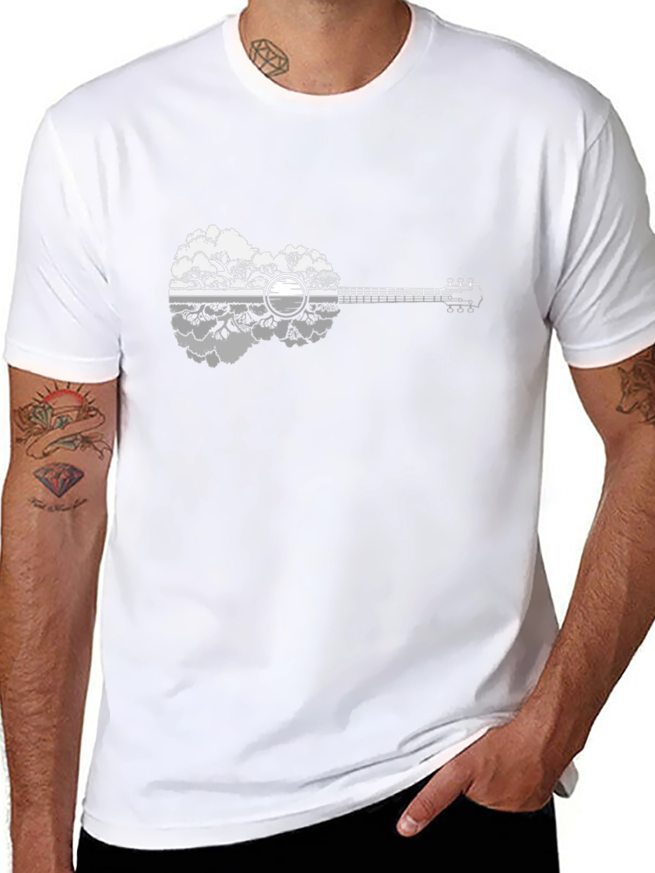 Nature Guitar Graphic T-Shirt - Black