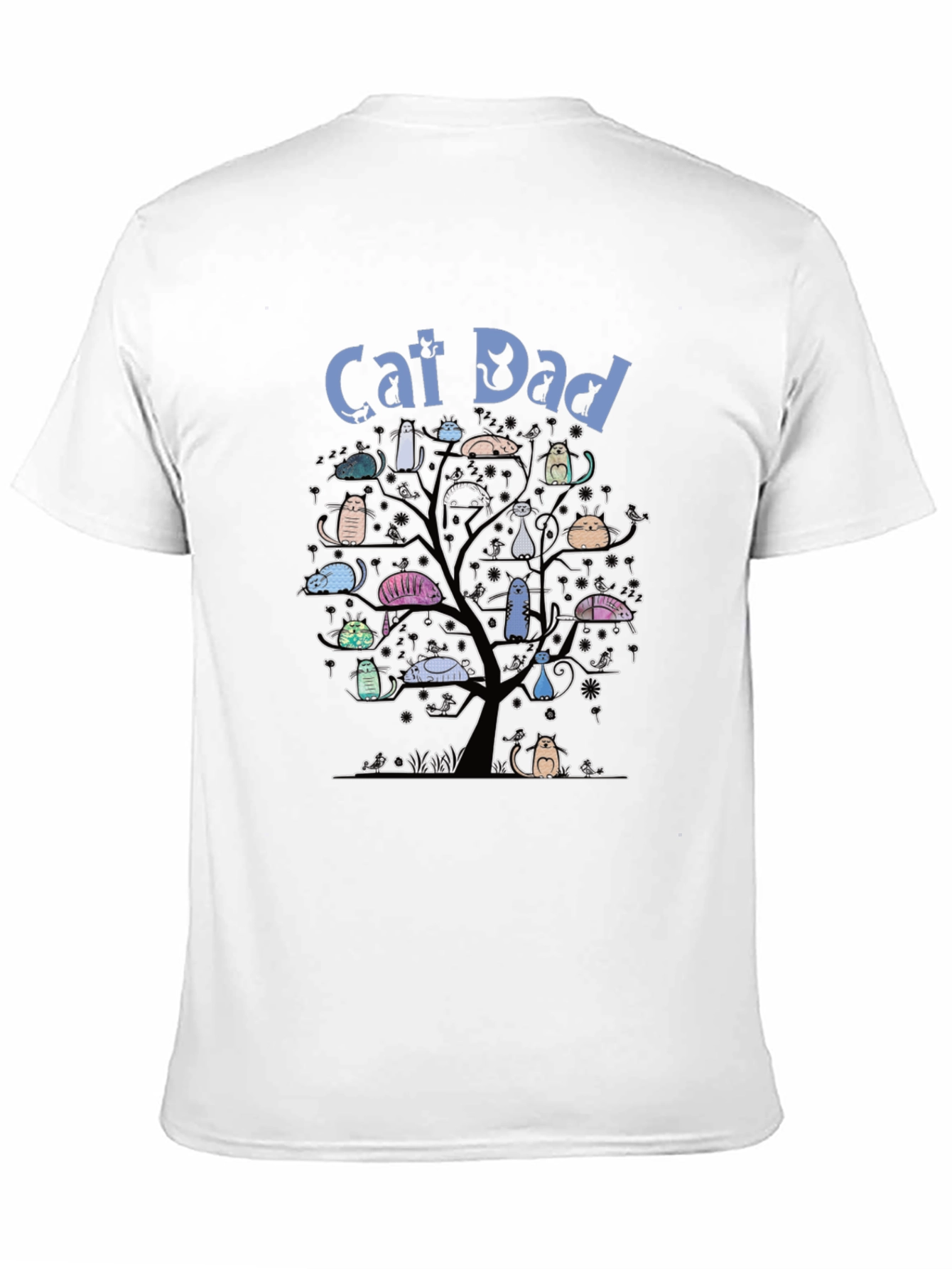 Cat Dad T-Shirt - Cute Cat Tree Design