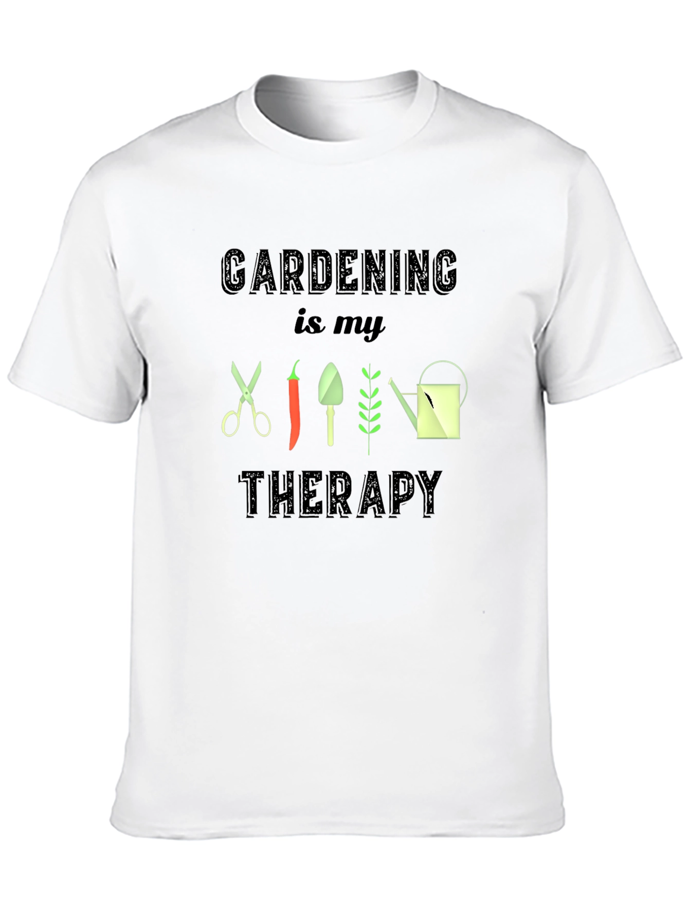 Gardening Is My Therapy Black T-Shirt