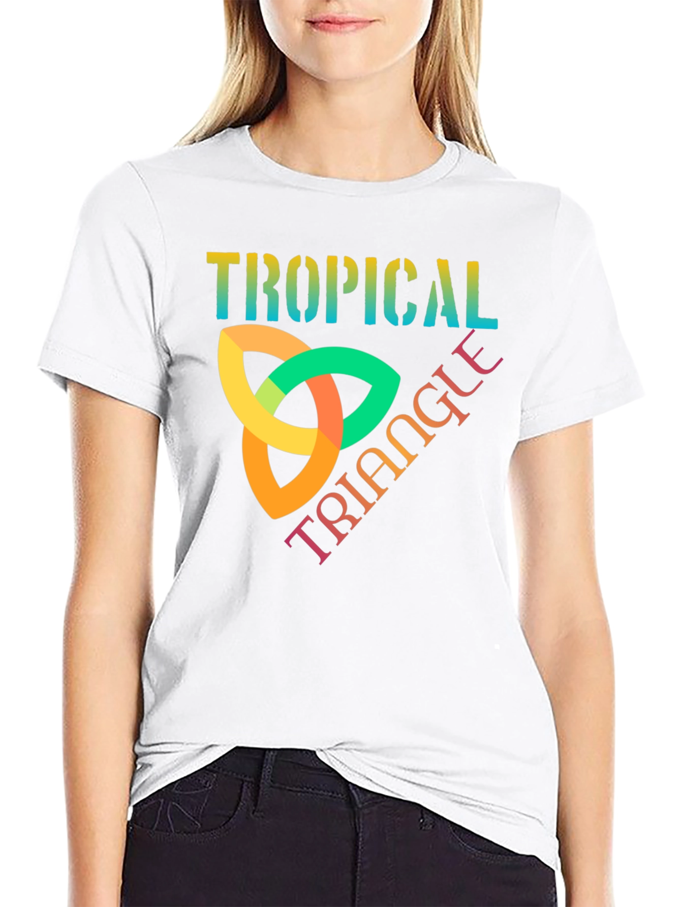 Tropical Triangle Graphic T-Shirt - Trendy Tee