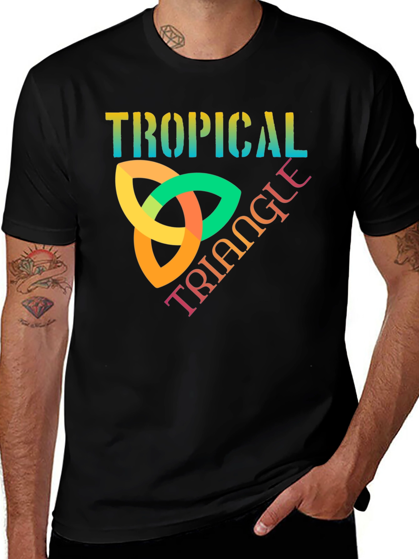 Tropical Triangle Graphic T-Shirt - Trendy Tee