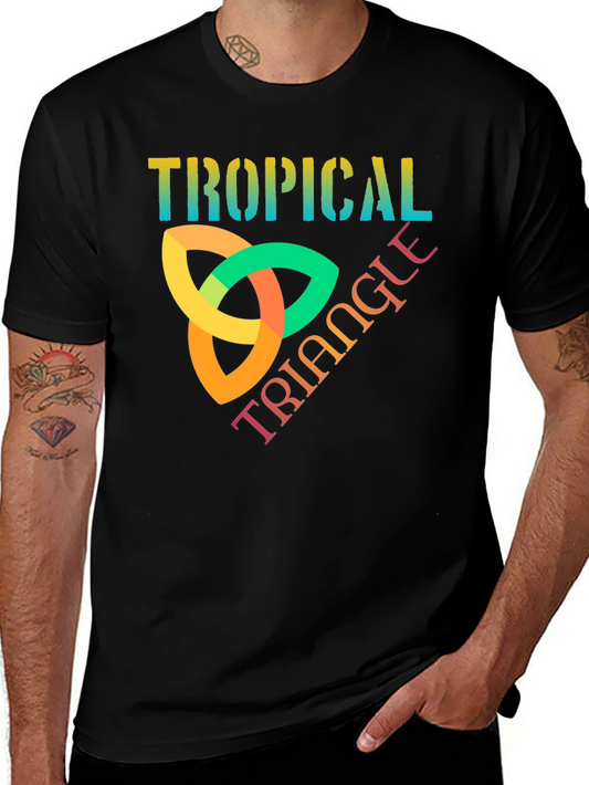 Tropical Triangle Graphic T-Shirt - Trendy Tee