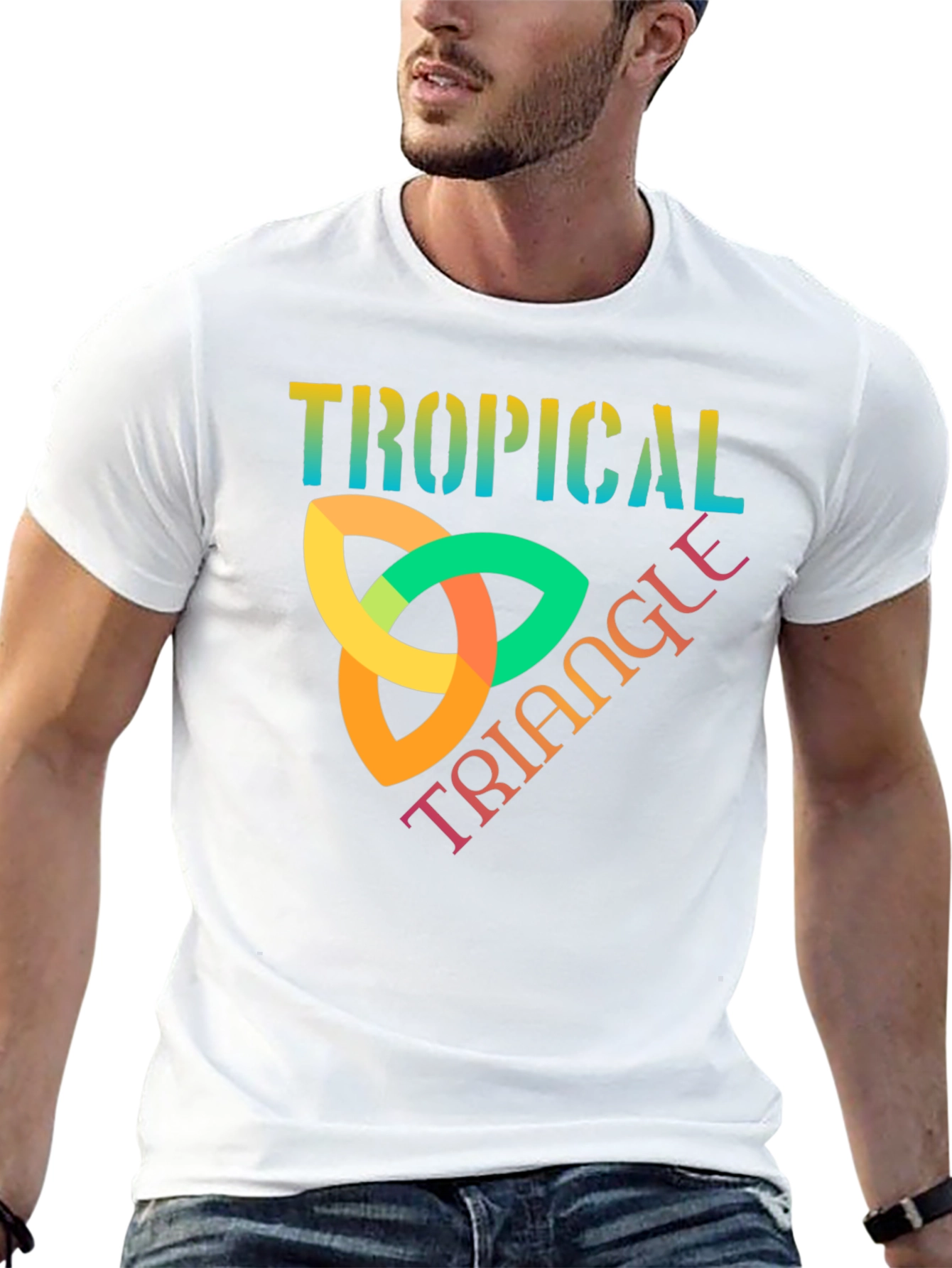 Tropical Triangle Graphic T-Shirt - Trendy Tee
