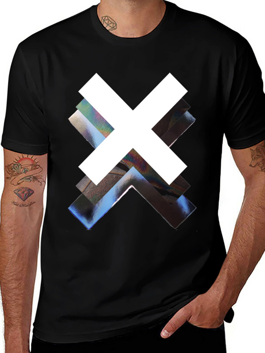 Abstract Graphic Print Black Crew Neck Tee