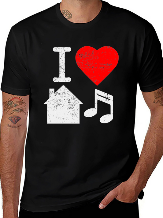 I Love House Music Black T-Shirt