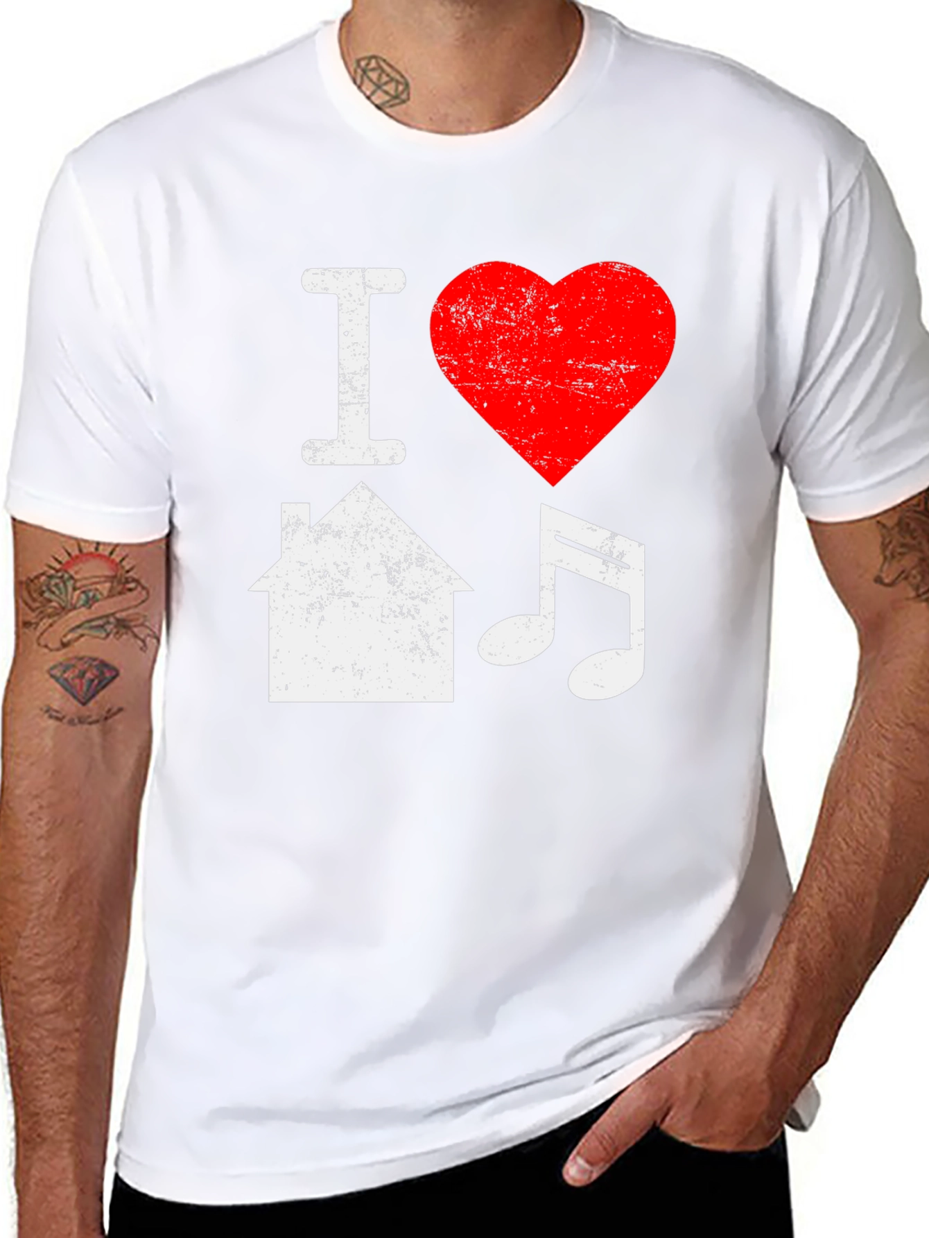 I Love House Music Black T-Shirt