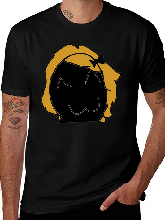 Graphic Tee: Cartoon Character Black T-Shirt