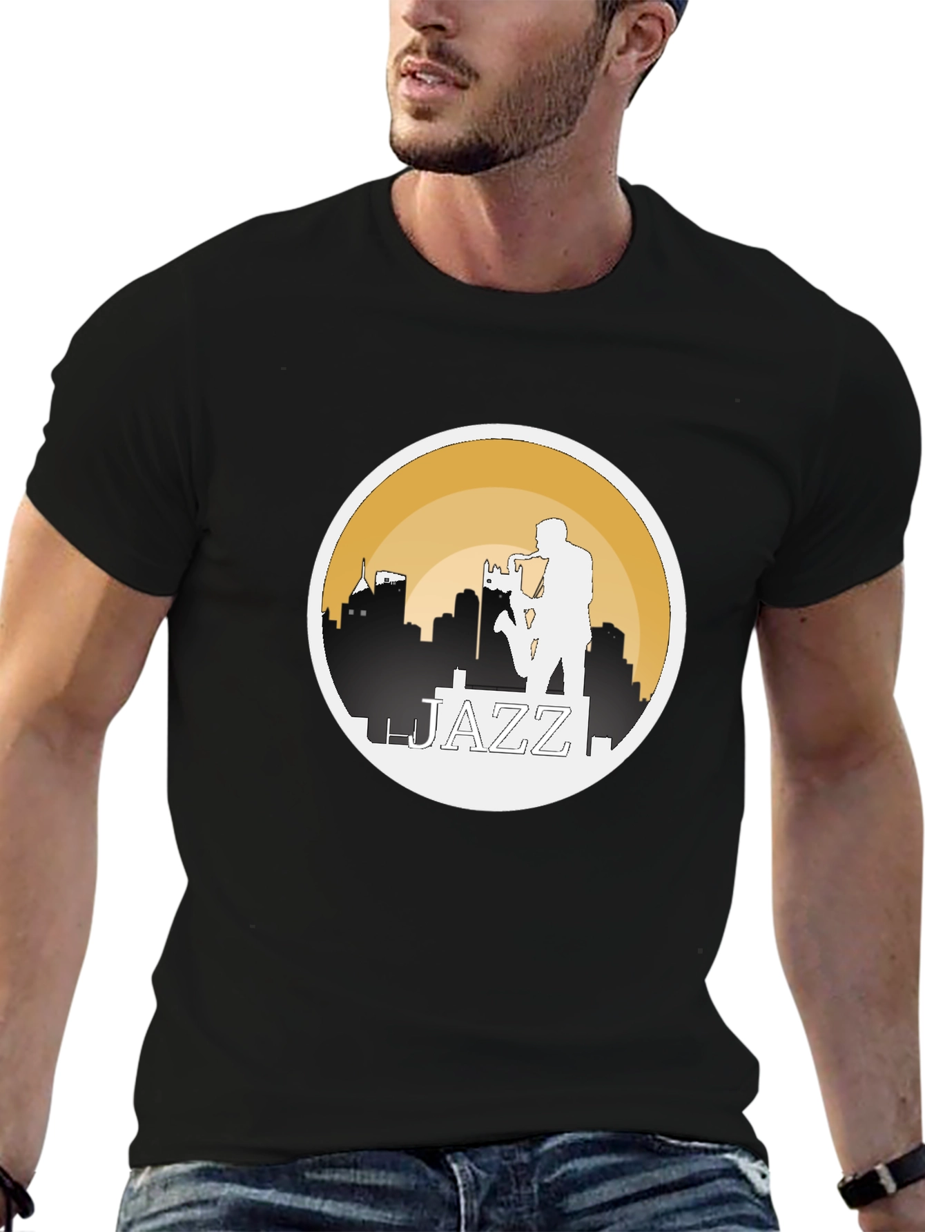 Jazz Musician Silhouette Graphic T-Shirt