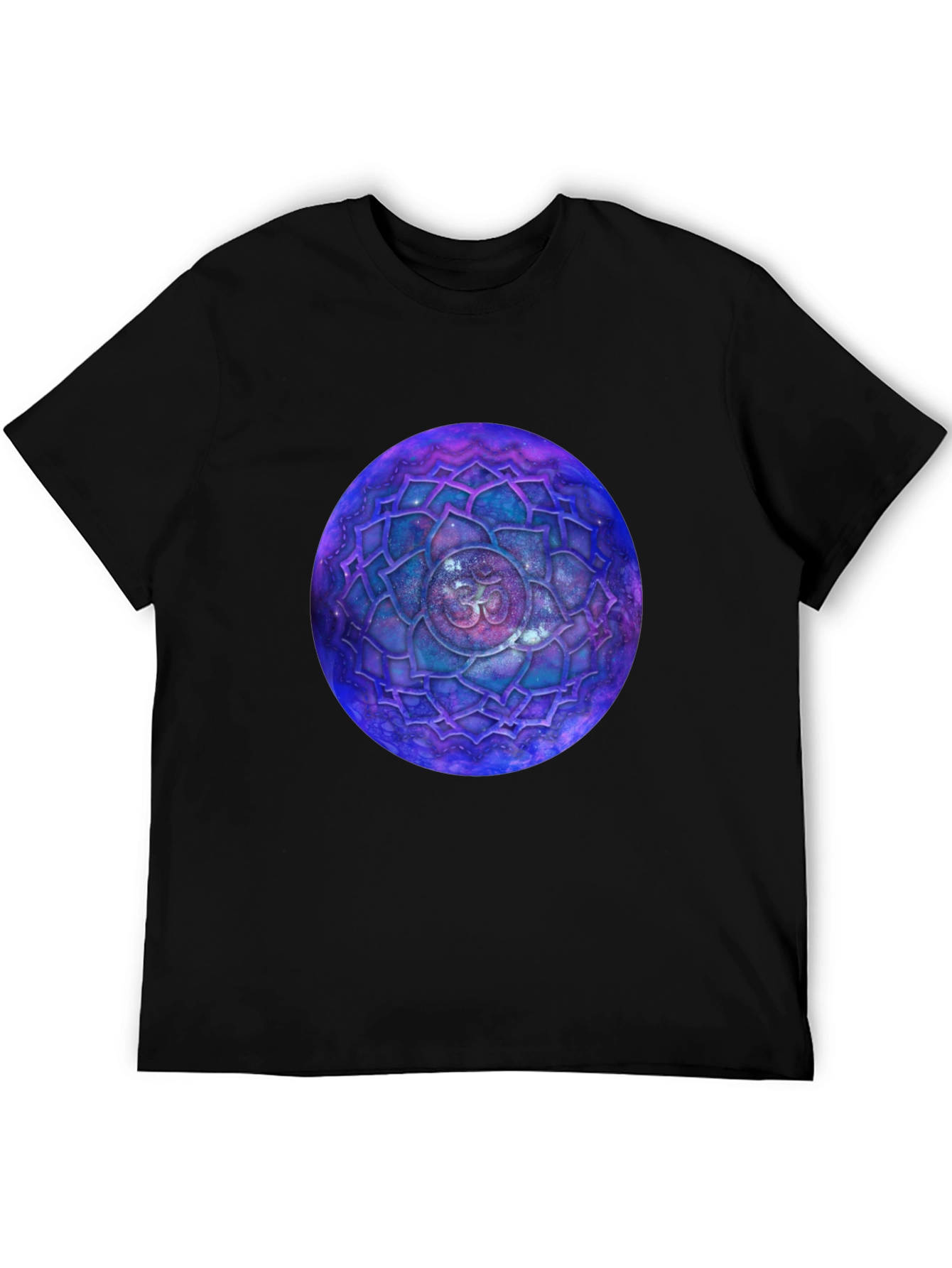 Cosmic Om Mandala Graphic Tee - Black