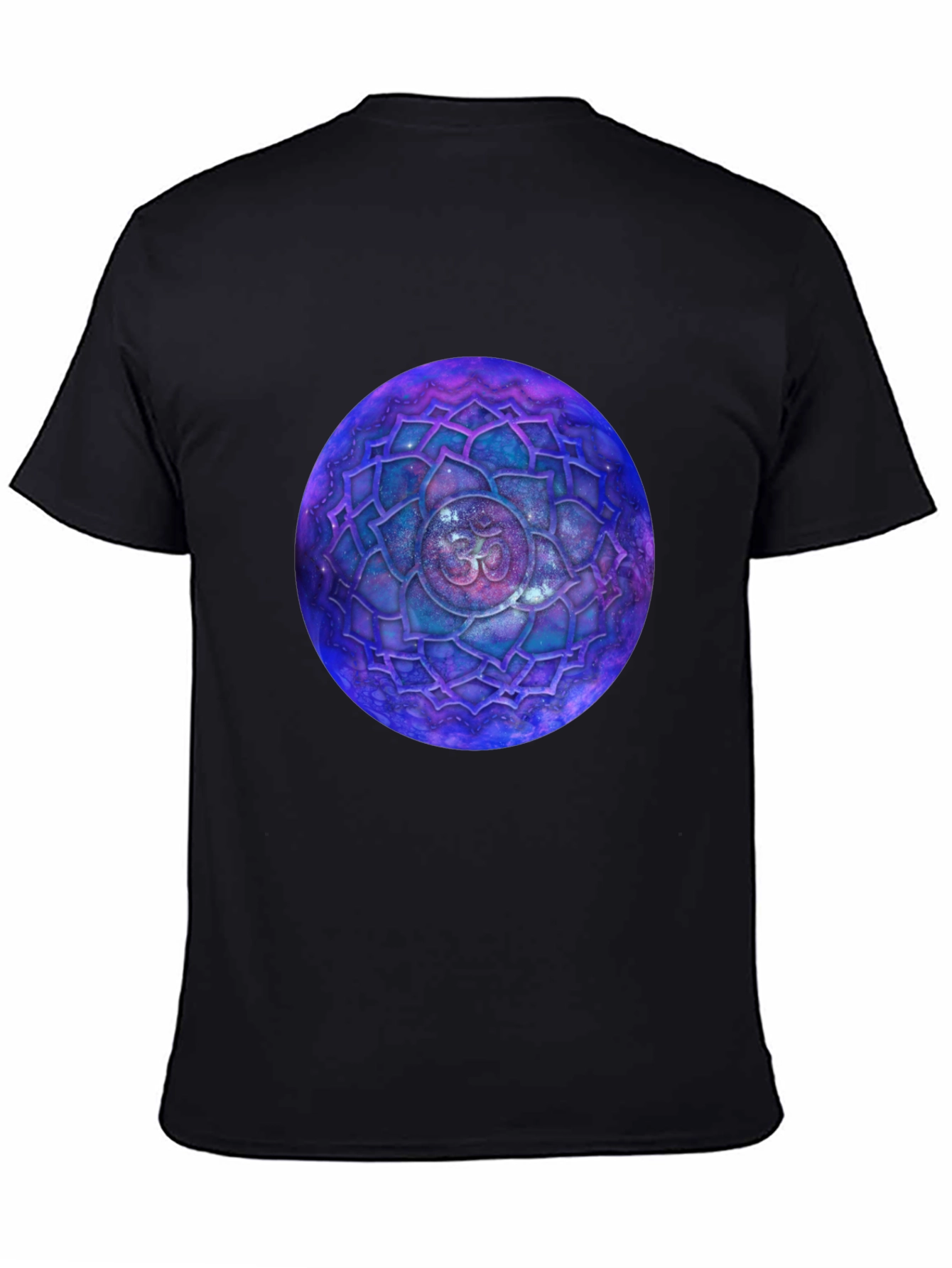 Cosmic Om Mandala Graphic Tee - Black