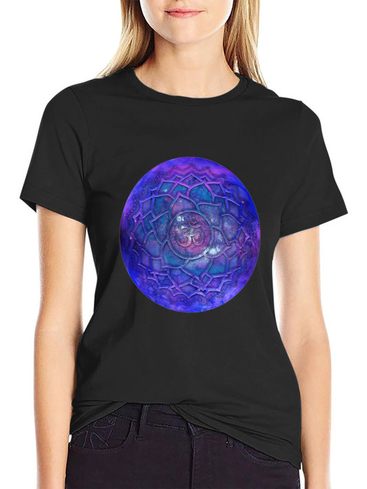 Cosmic Om Mandala Graphic Tee - Black