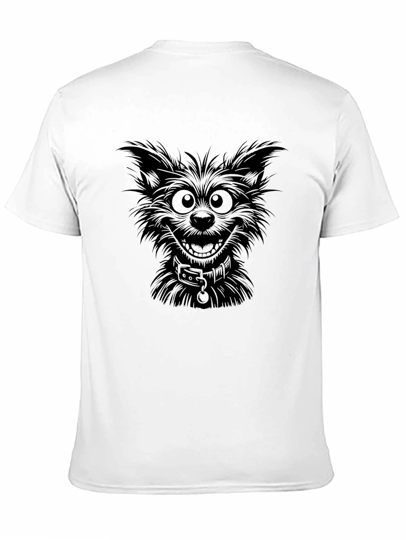 Mens Black Graphic T-Shirt - Cartoon Dog
